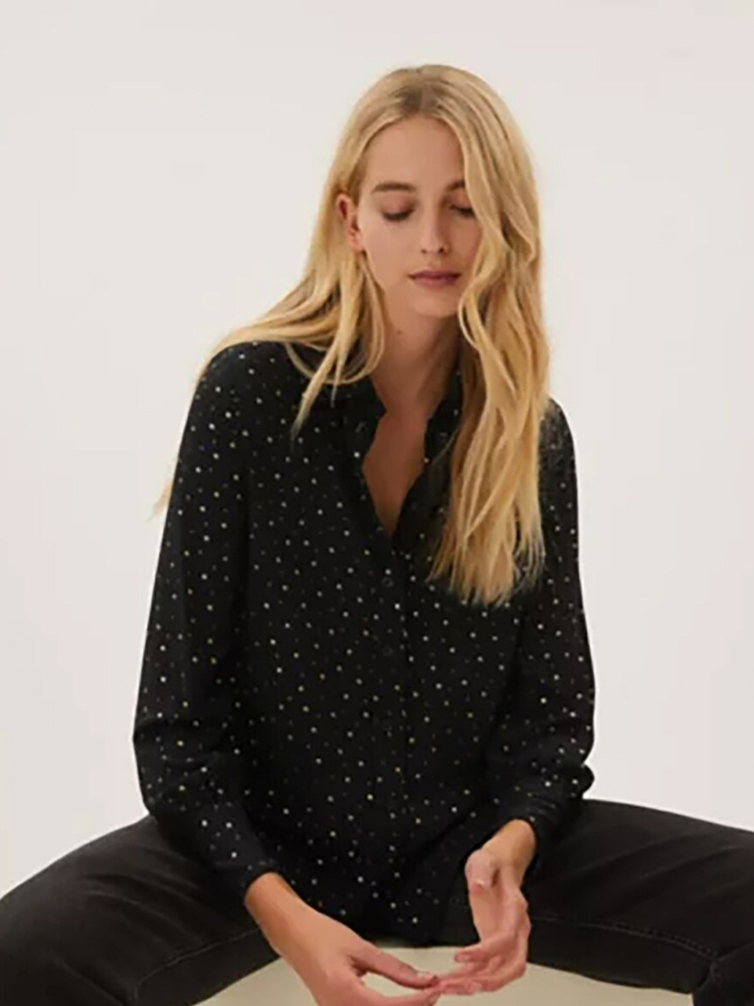 Marks & Spencer Women Black Printed Casual Shirt
