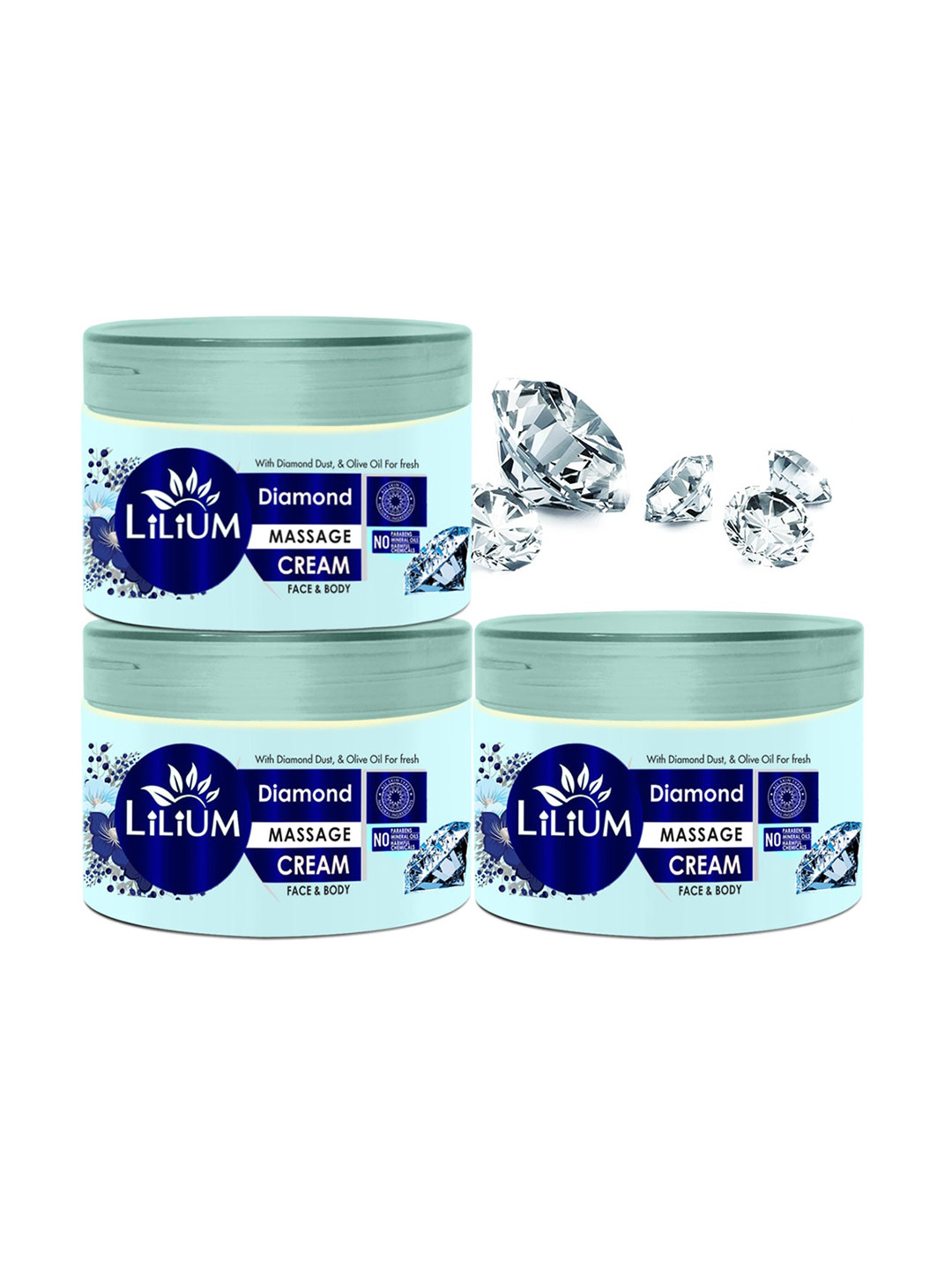 Lilium Set Of 3 Massage Cream With Diamond -250gm