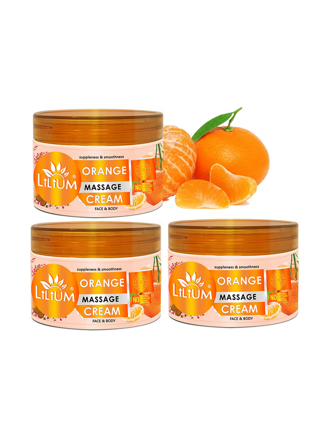 Lilium Pack Of 3 Orange Massage Cream 750g
