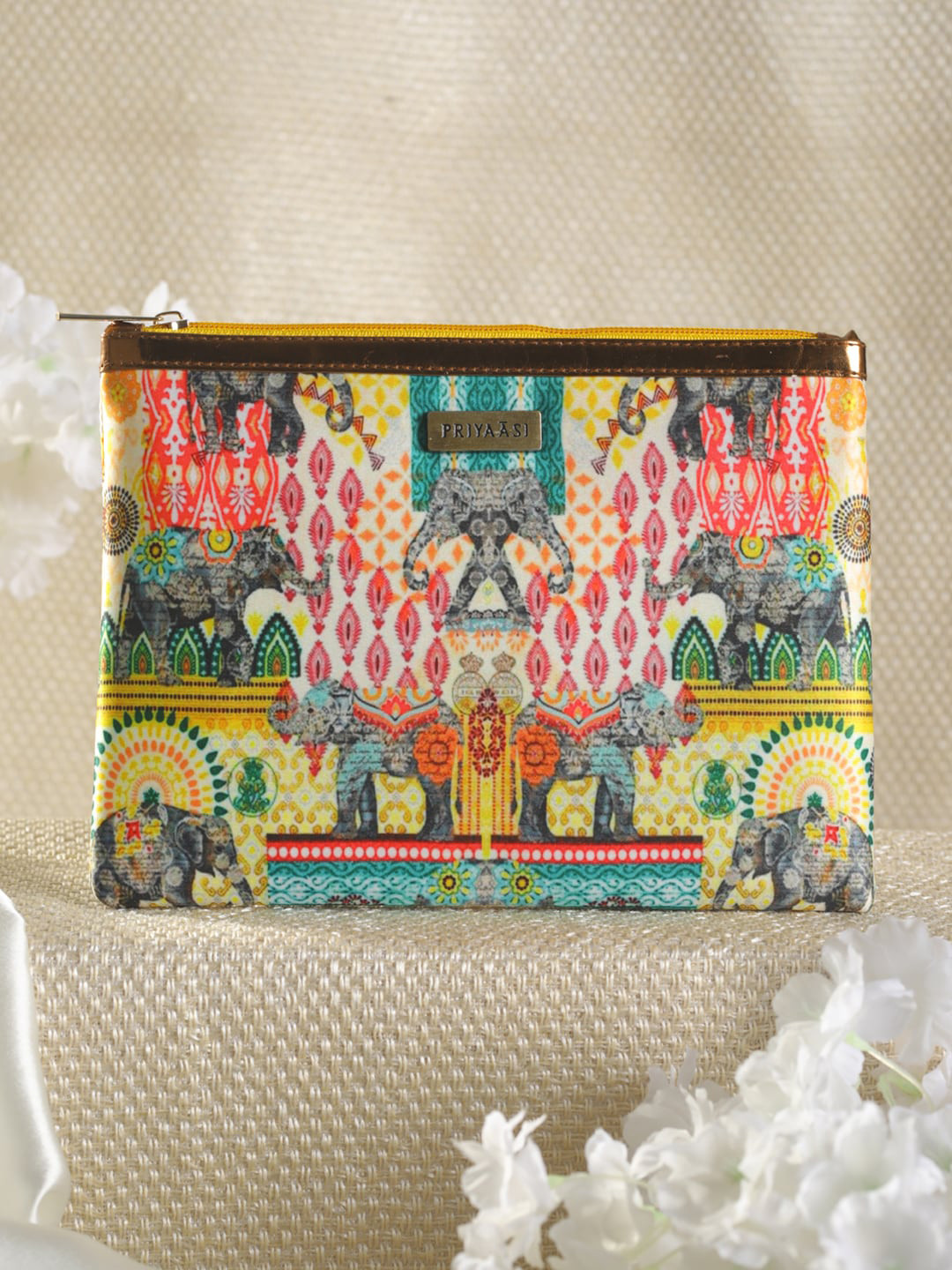 Priyaasi Women Multicoloured Printed Zipper Pouch Handheld Bag