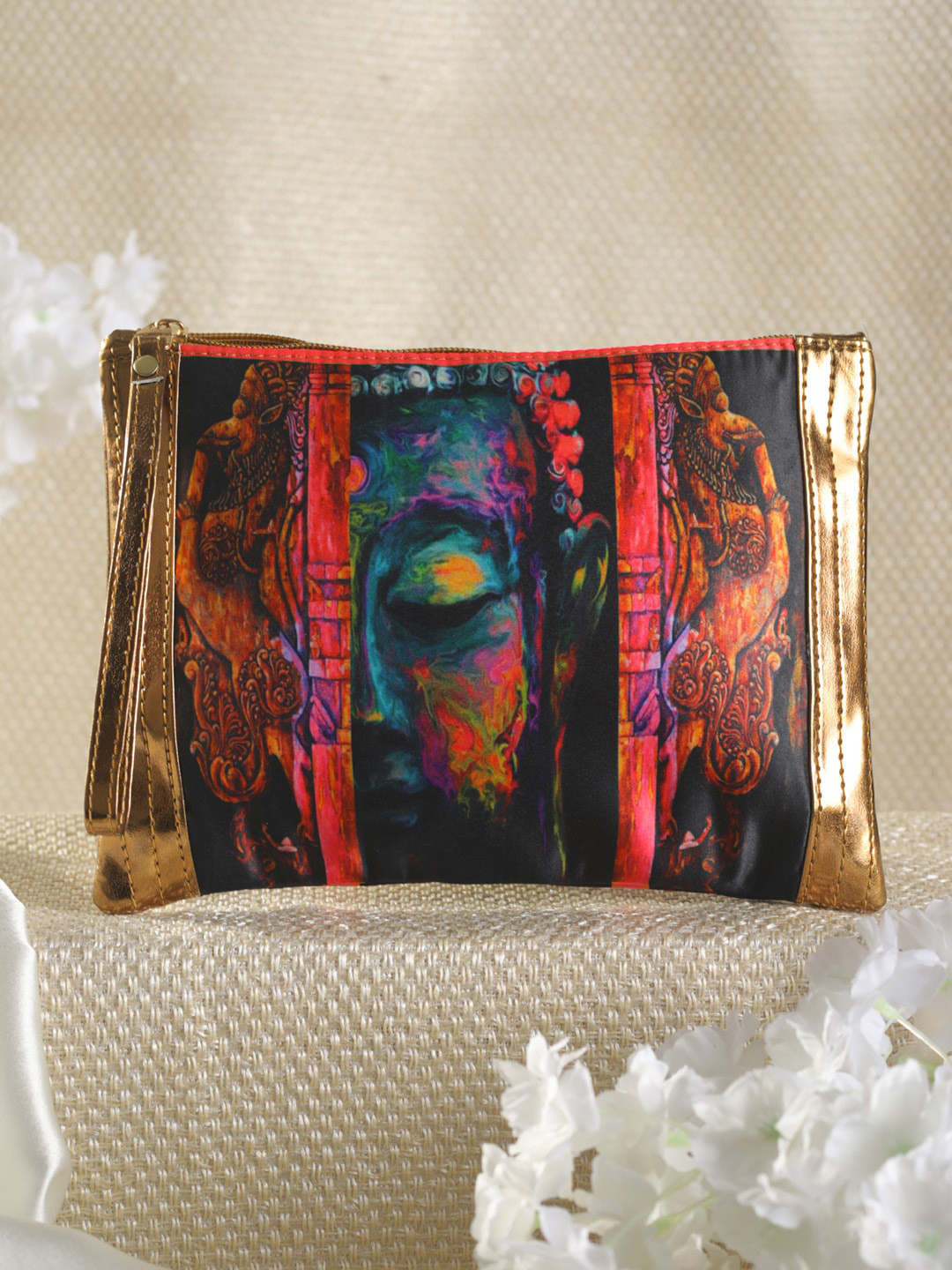 Priyaasi Pink Textured Structured Shoulder Bag with Cut Work