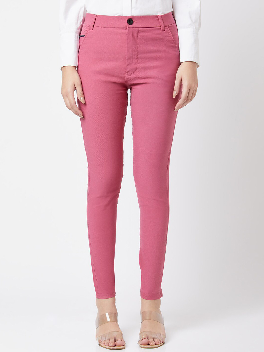 Smarty Pants Women Pink Sharp Skinny Fit Easy Wash Trousers