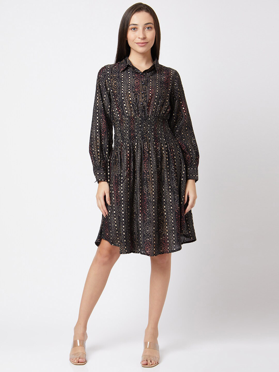 Smarty Pants Black Animal Shirt Dress