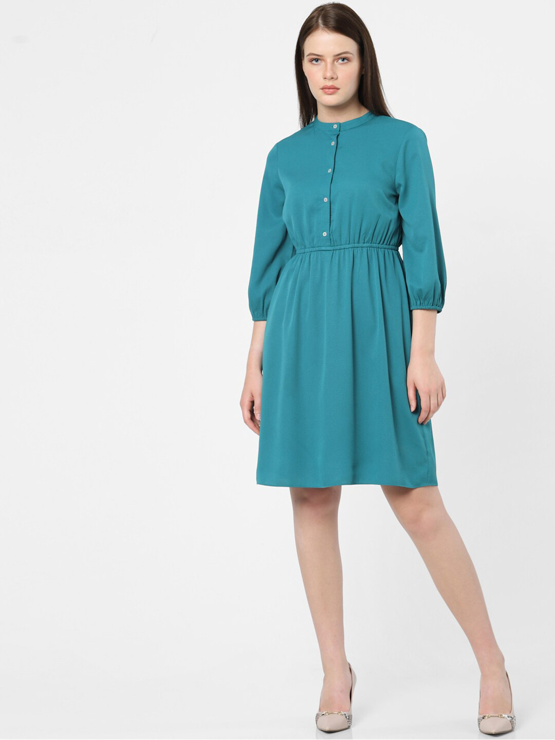 Vero Moda Women Green Fit & FlareDress