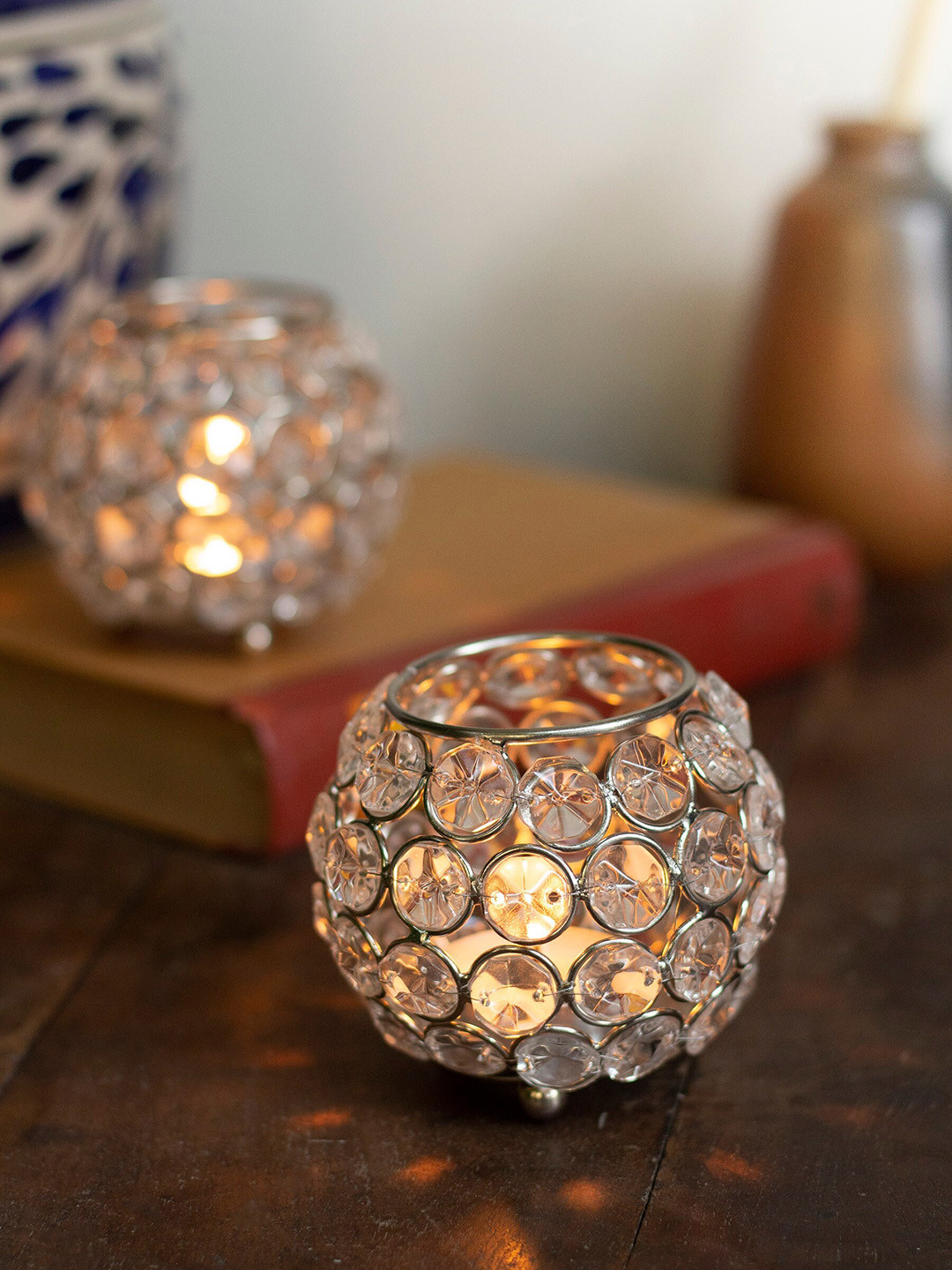 Fashion Bizz Set Of 2 Gold-Toned Solid Tea Light Holder