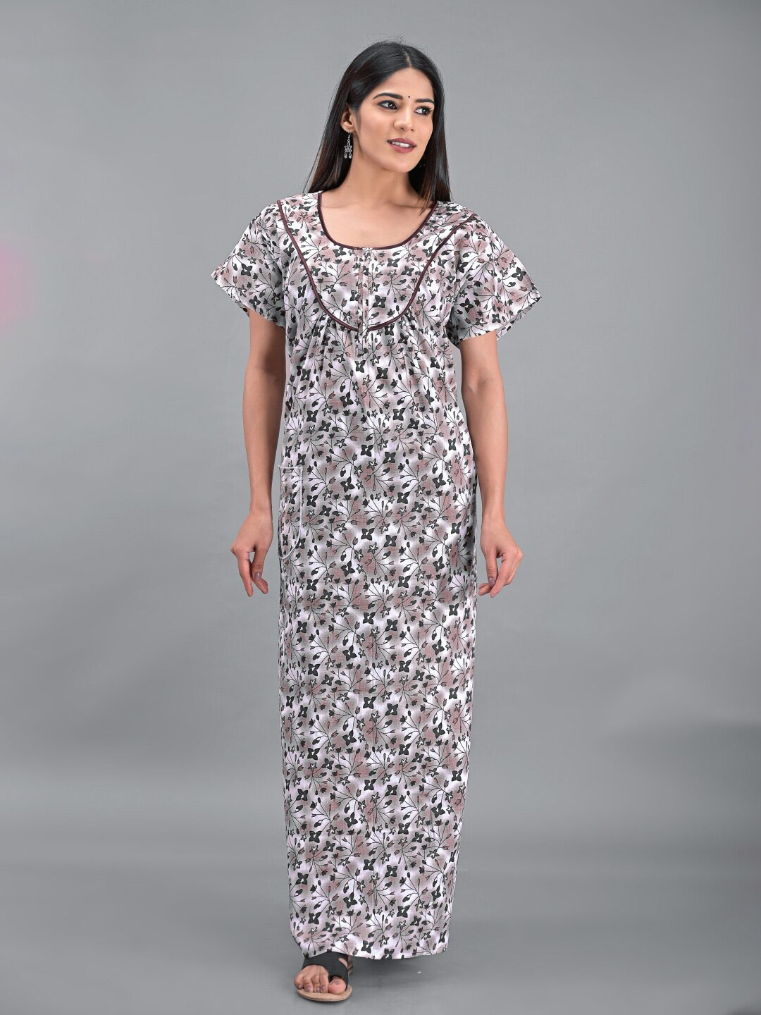 Apratim Brown Maxi Nightdress