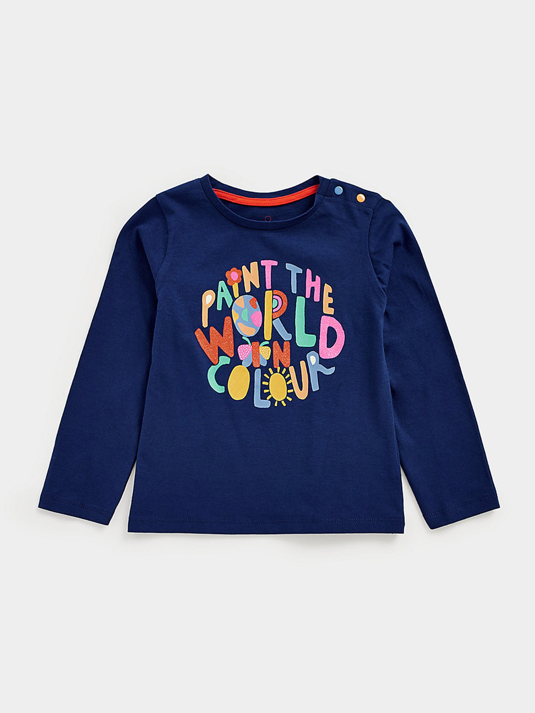 mothercare Girls Typography Printed Pure Cotton T-shirt