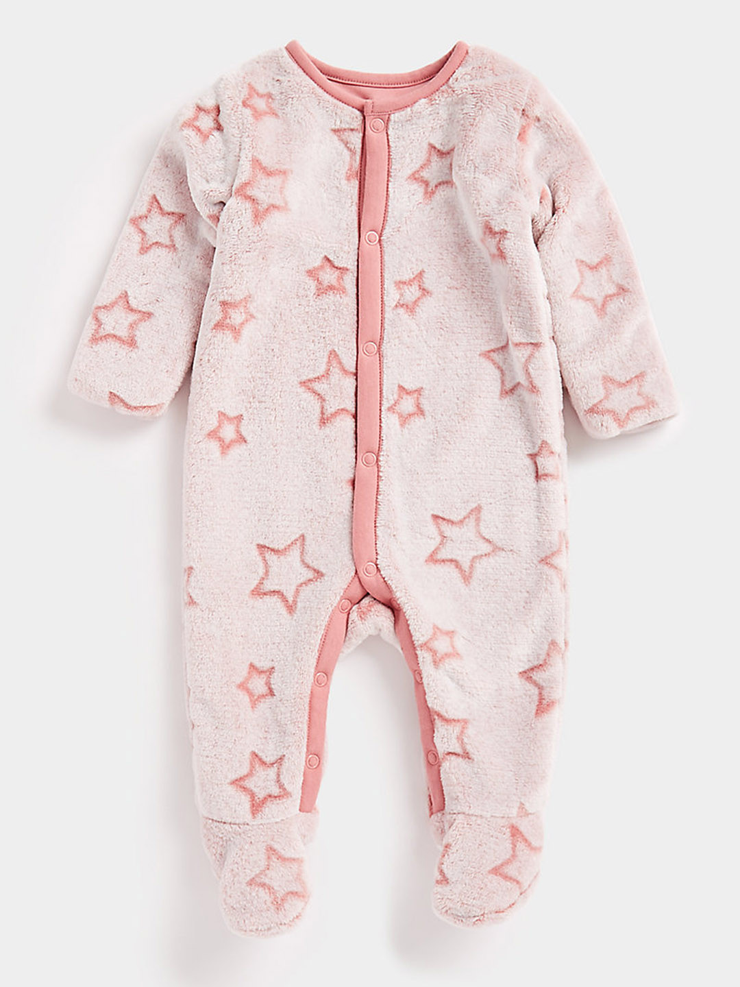 mothercare Infant Girl Fleece Star Printed Sleepsuit