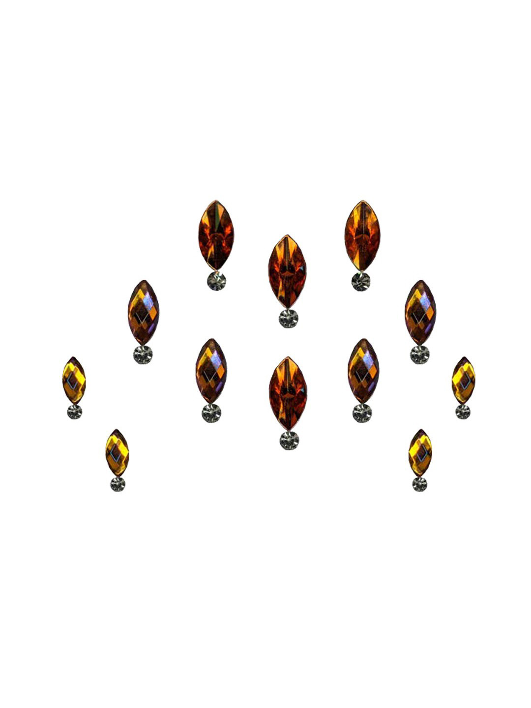Comet Busters 12 Pcs Orange & Yellow Reusable Stone-Studded Bindi