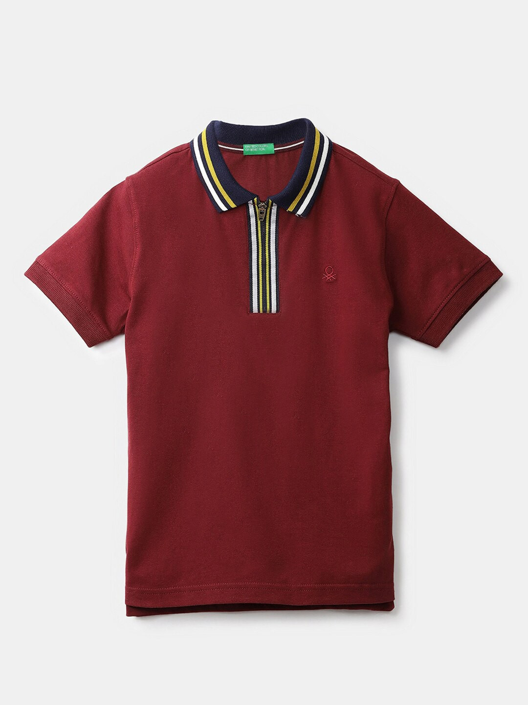 United Colors of Benetton Boys Burgundy Polo Collar T-shirt