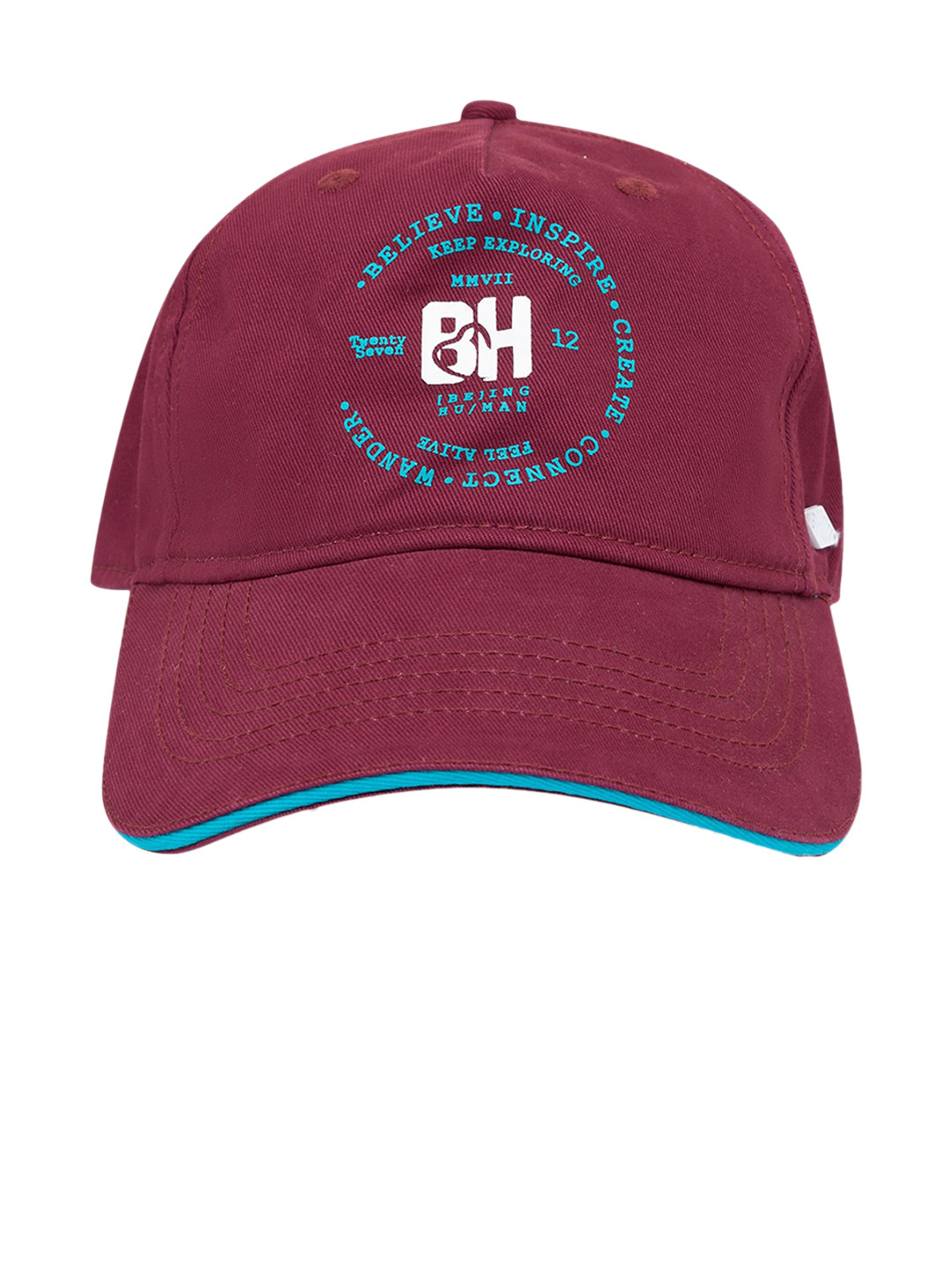 Being Human Men Burgundy & Blue Printed Baseball Cap