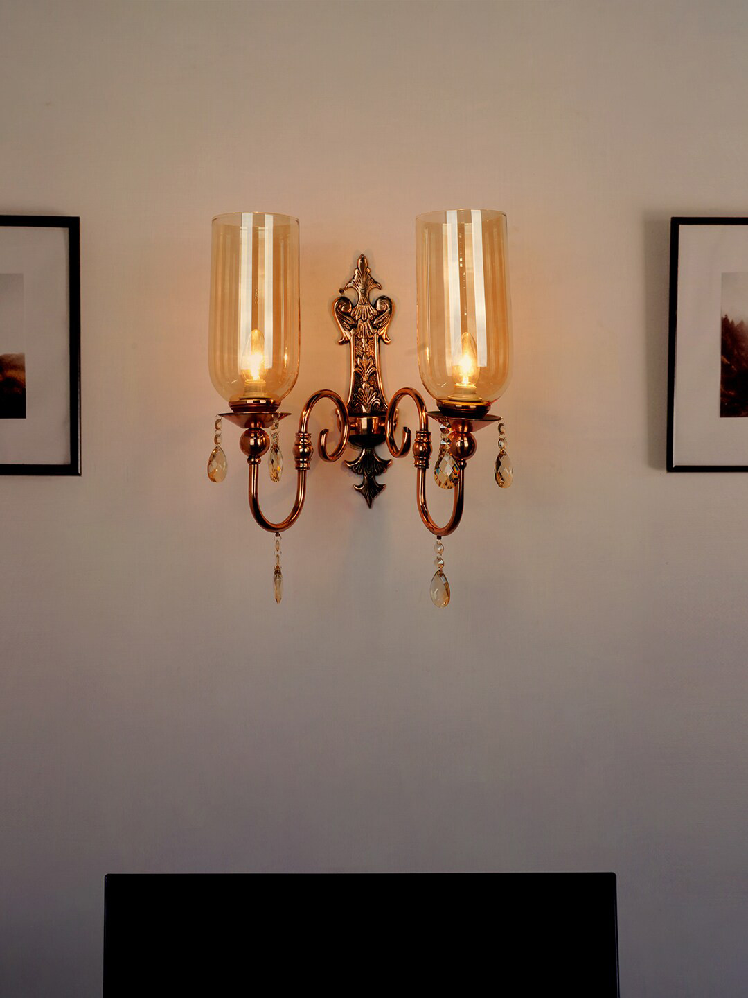 Fos Lighting  Copper-Toned Solid Double Light Steel Wall Lamps