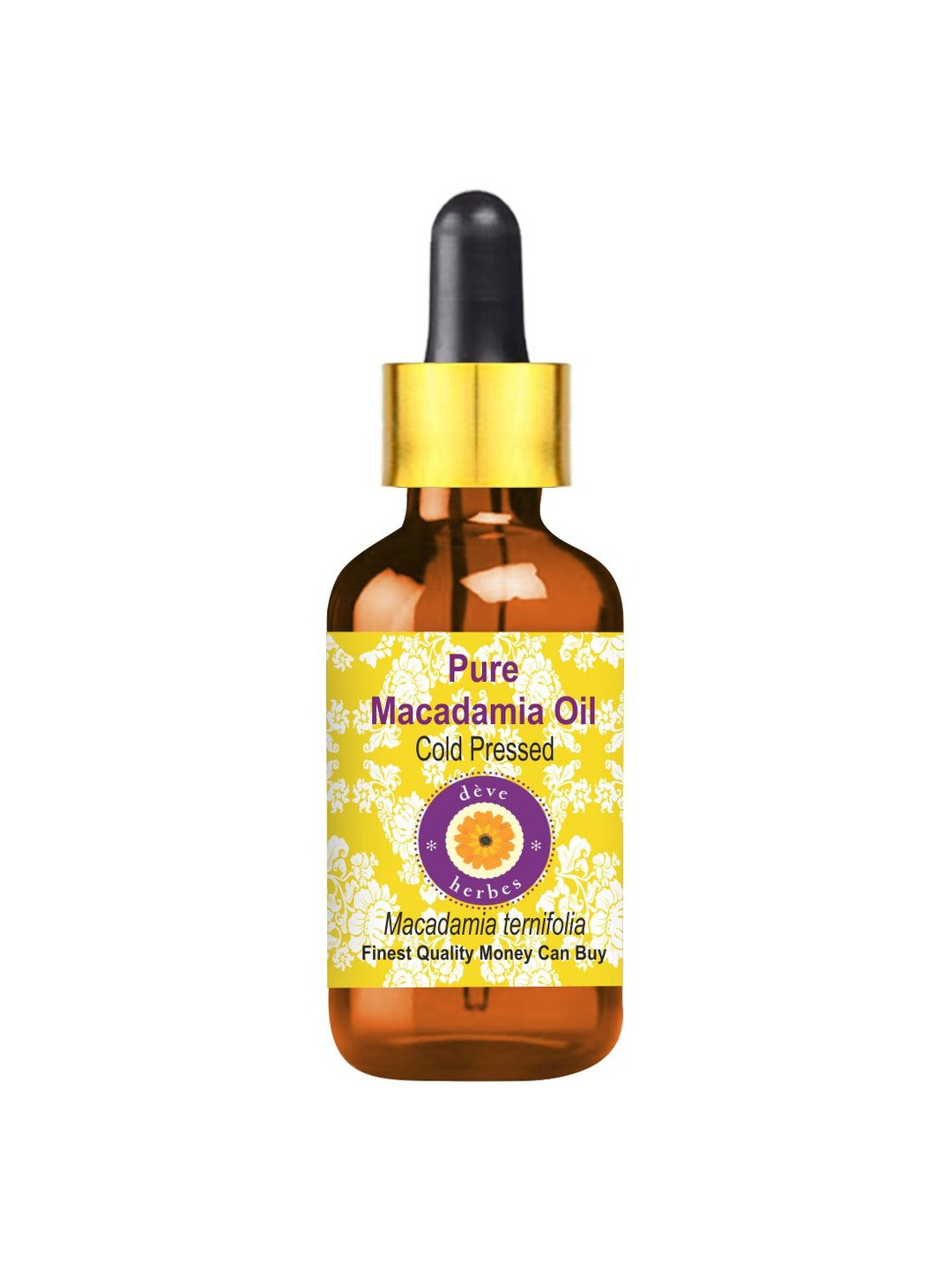 Deve Herbes Natural Therapeutic Grade Cold Pressed Macadamia Oil with Dropper - 50 ml
