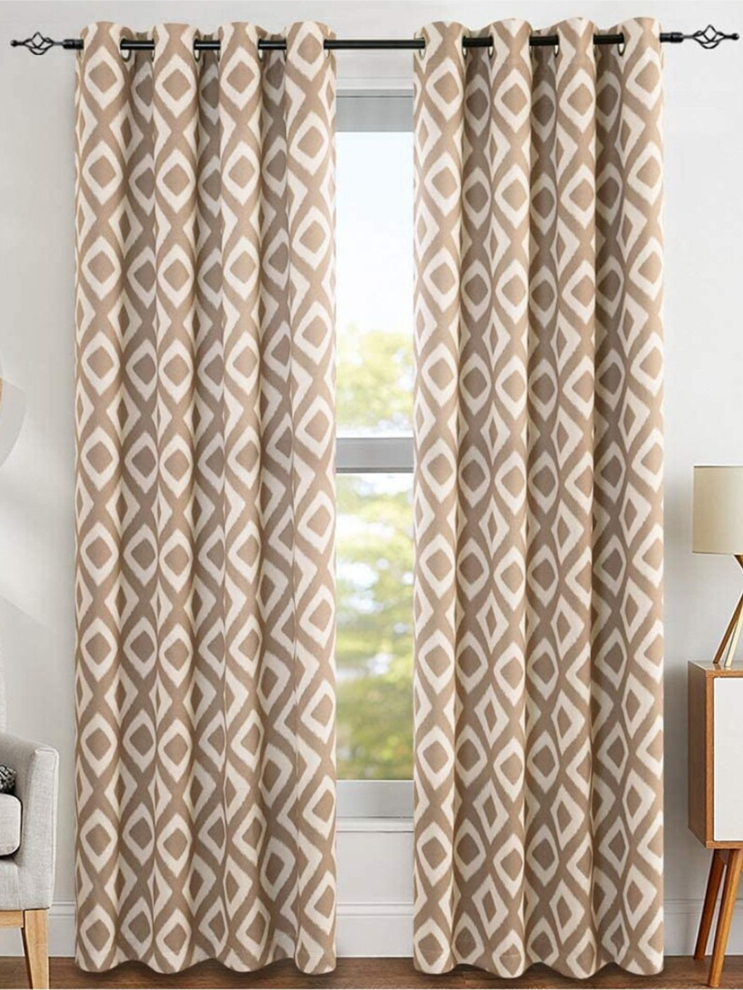 URBAN SPACE Brown Black Out Door Curtain