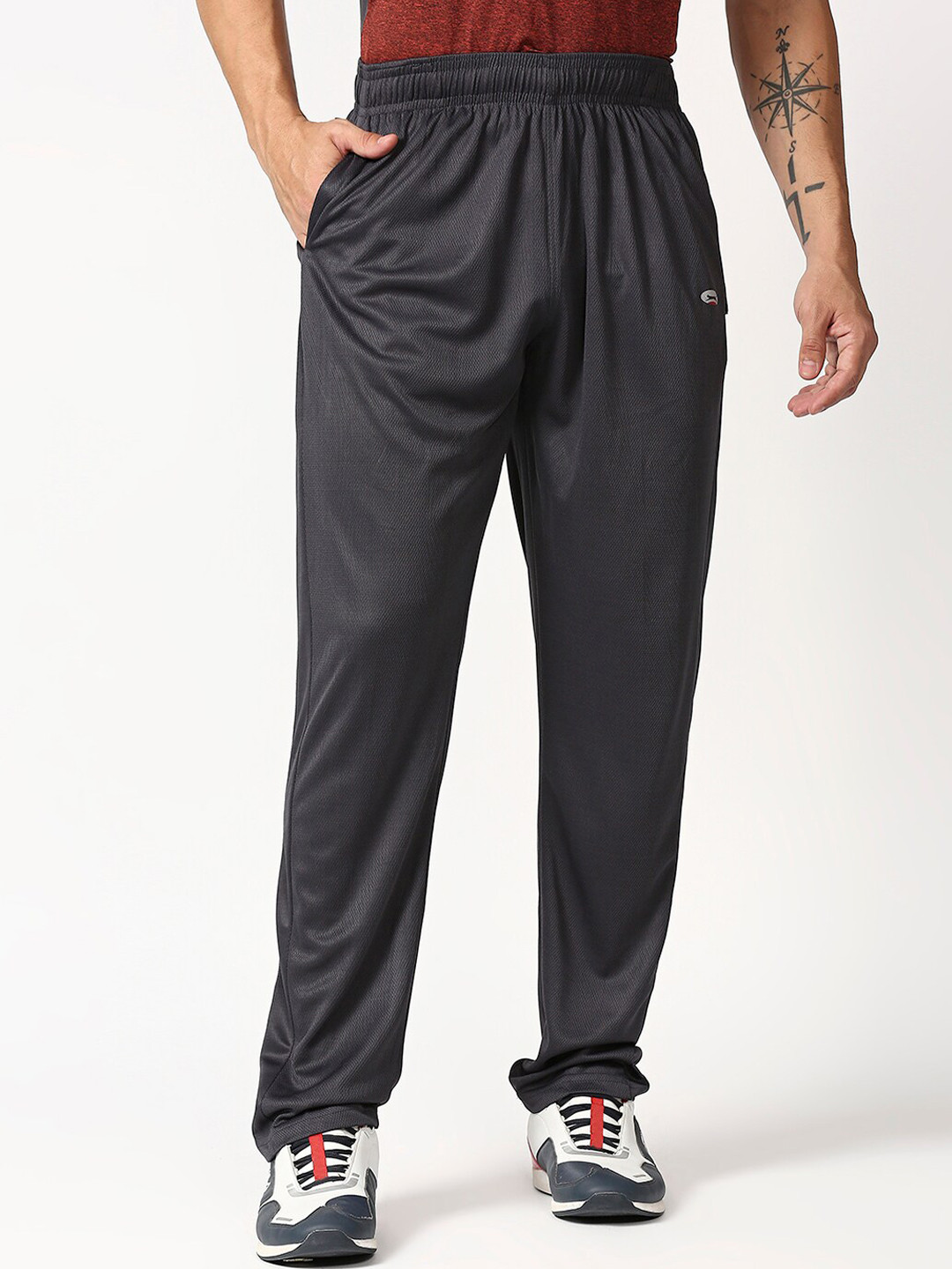 Black Panther Men Charcoal Solid Act-Fit Track Pant