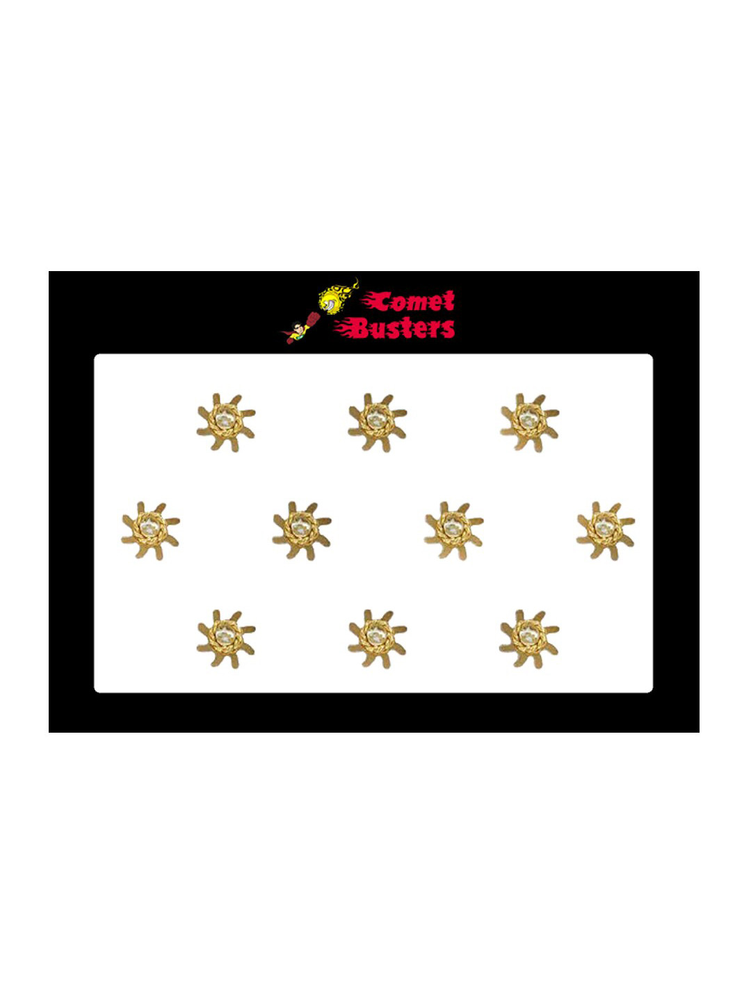 Comet Busters Gold-Plated Sun-Shaped Bindis - 10 Pcs