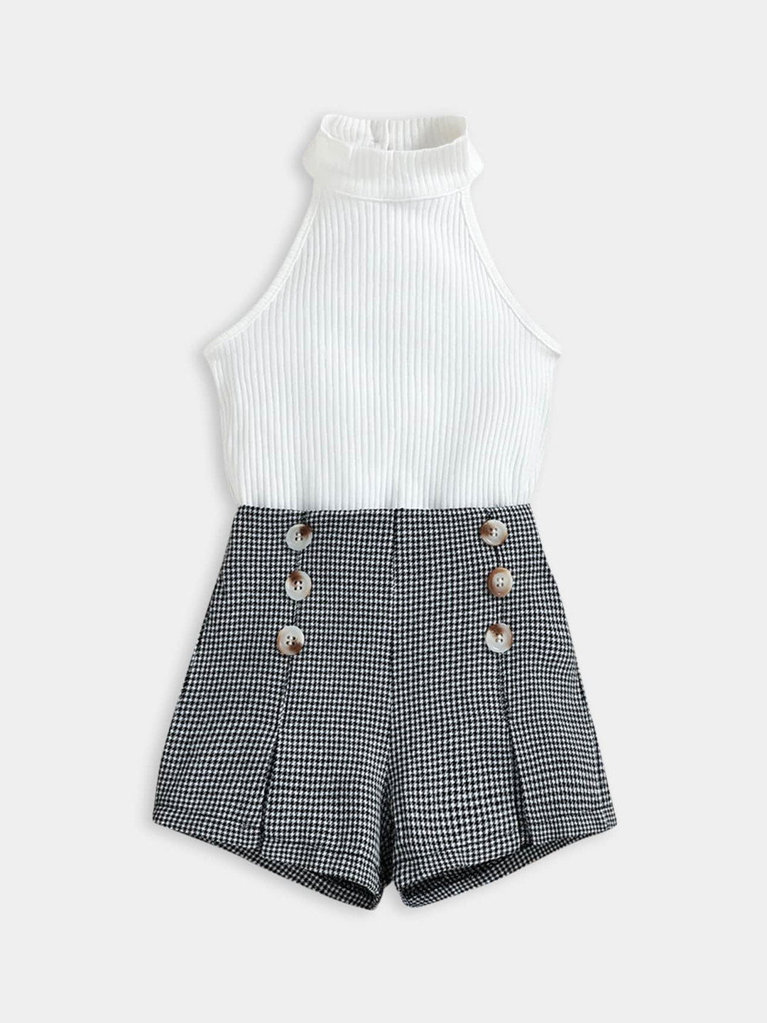 Hopscotch Girls White & Black Top with Shorts