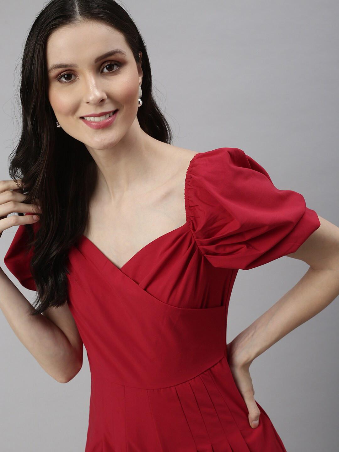 SHOWOFF Red Solid Jumpsuit