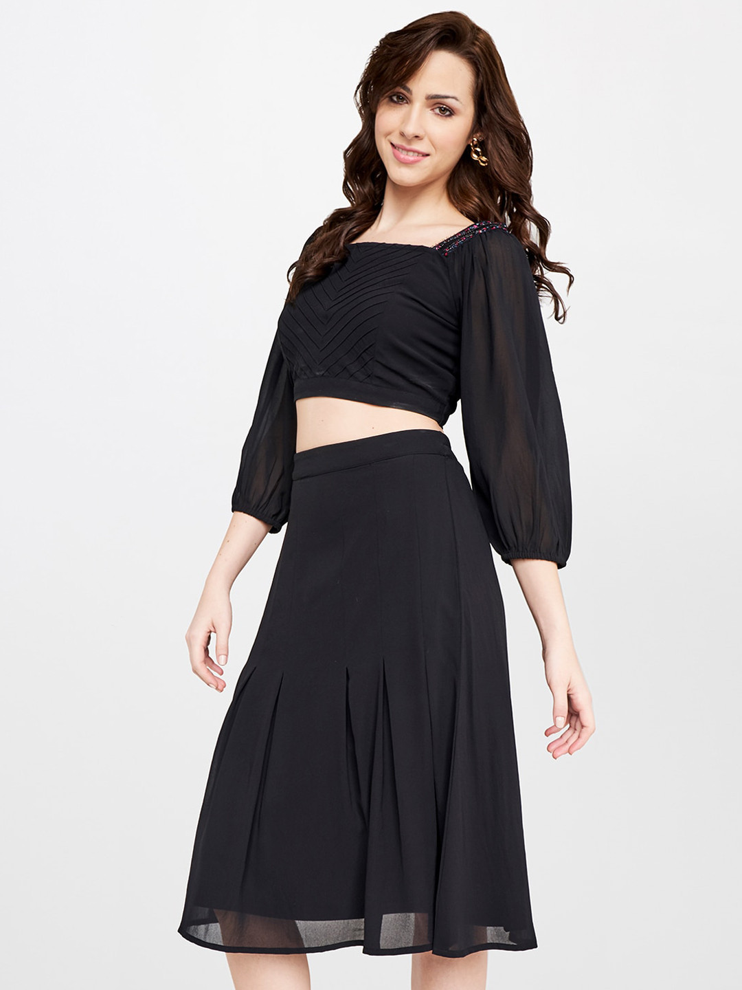 AND Women Black Solid Co-Ords