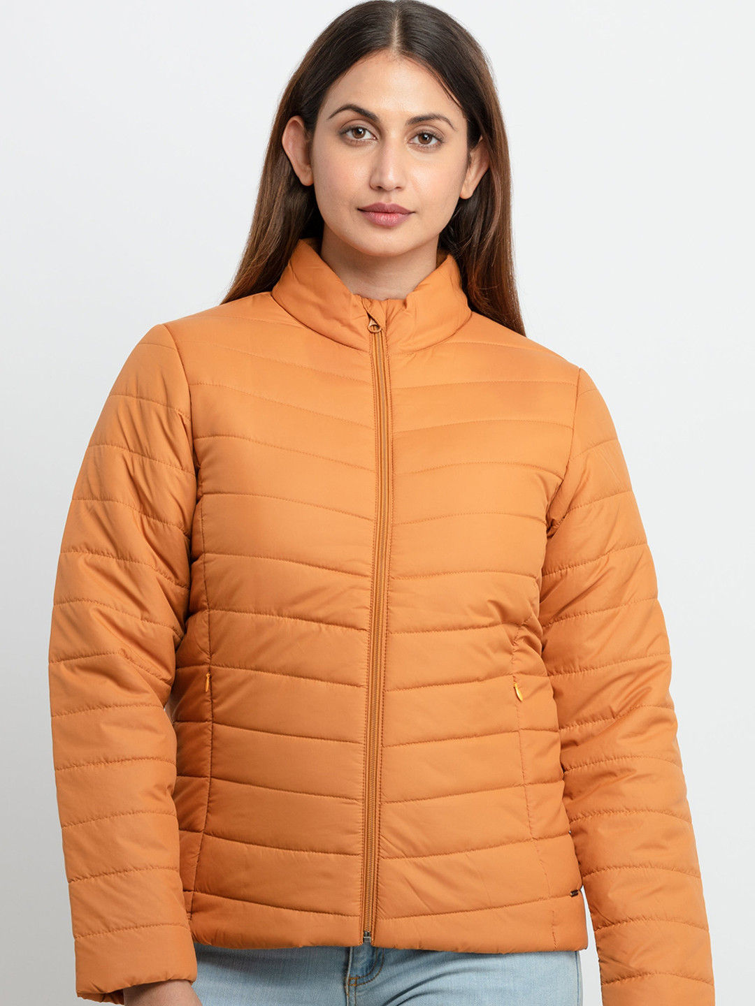 Status Quo Women Orange Puffer Jacket