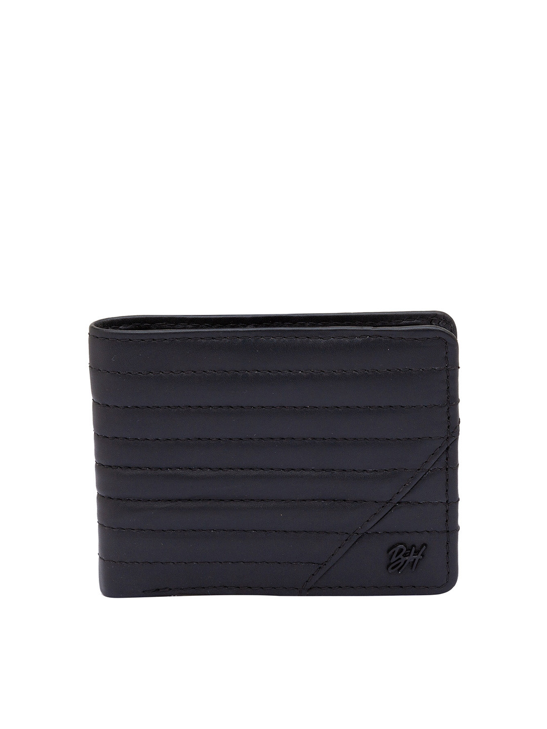 Being Human Men Black Textured Leather Two Fold Wallet