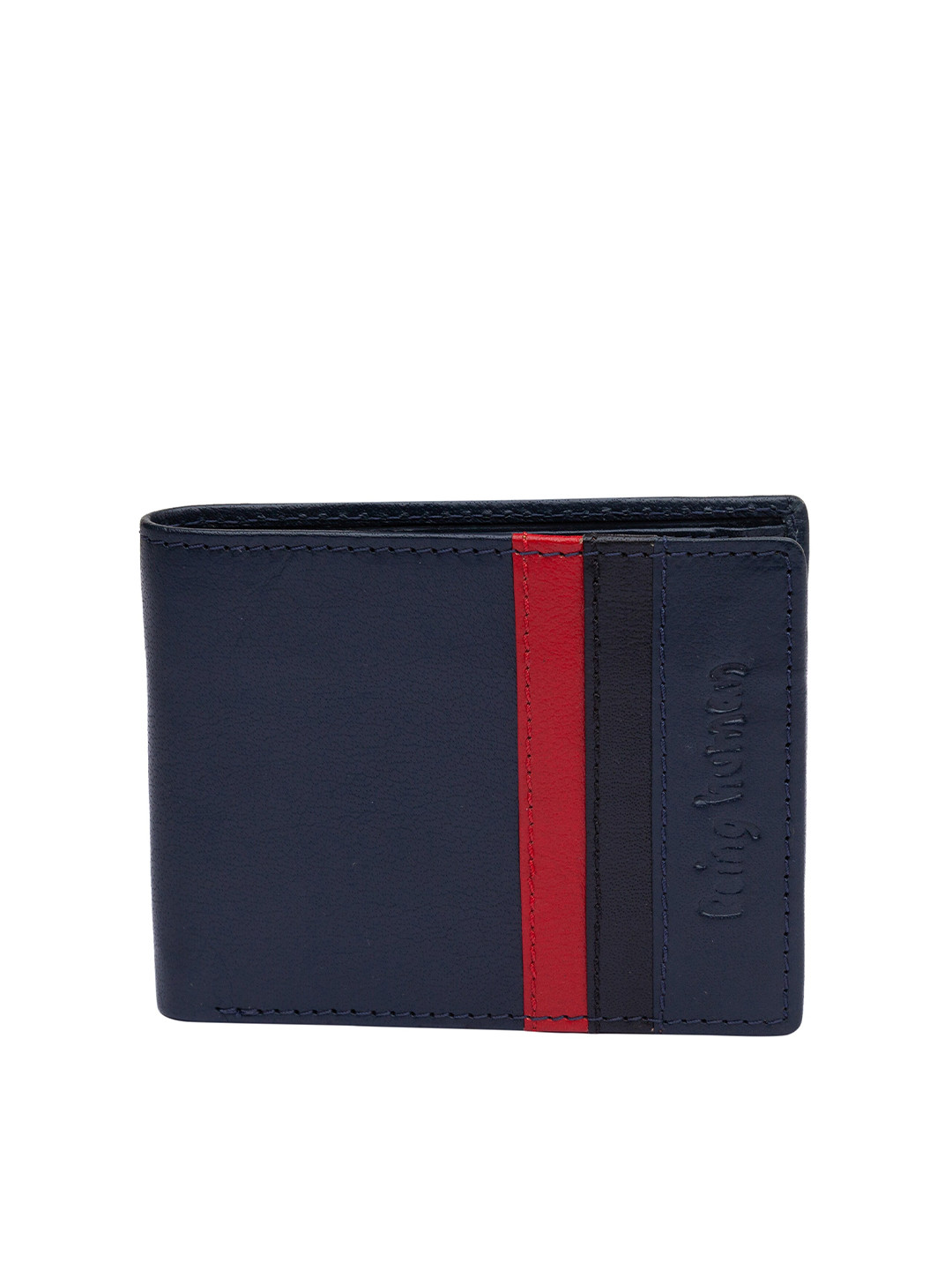 Being Human Men Navy Blue & Red Leather Two Fold Wallet