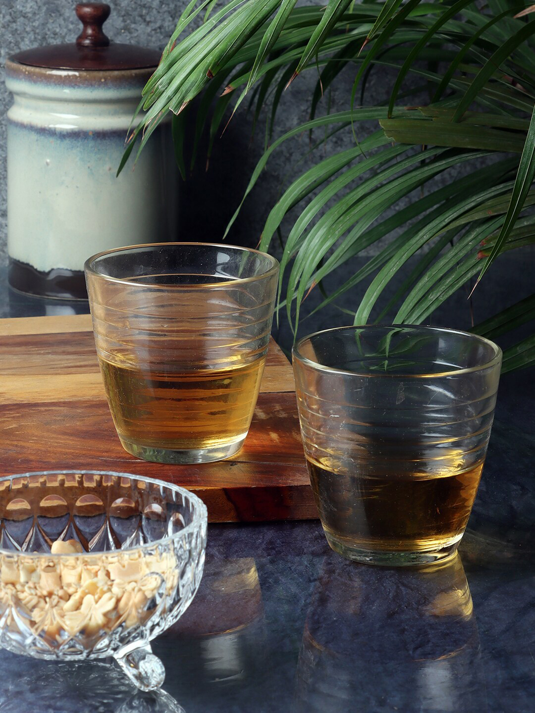 ceradeco Transparent Set Of 6  Solid Spiral Shaped Glasses 200 ml