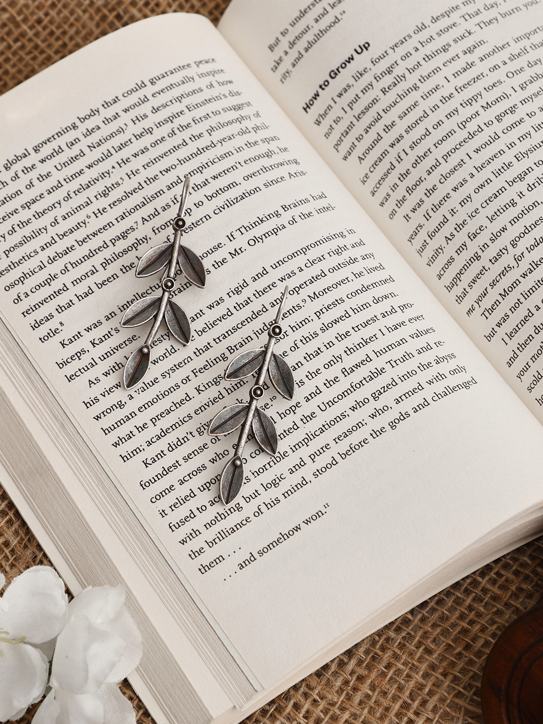 VENI Silver-Toned Contemporary Drop Earrings