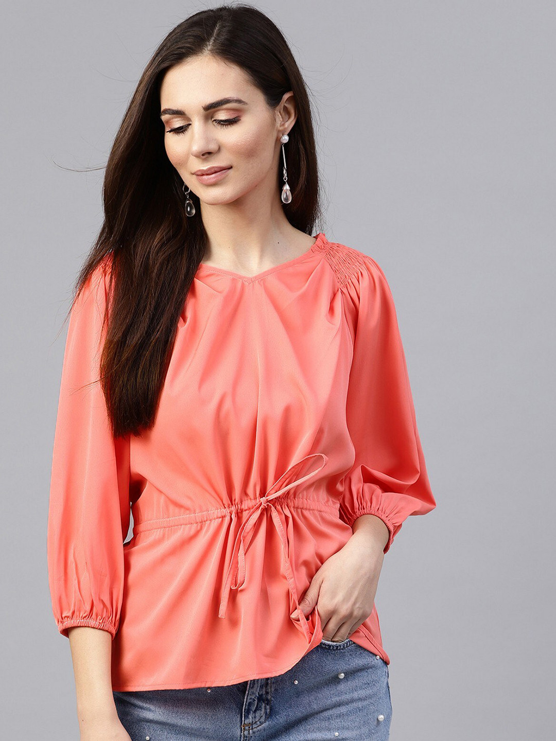Zima Leto Coral Crepe Top