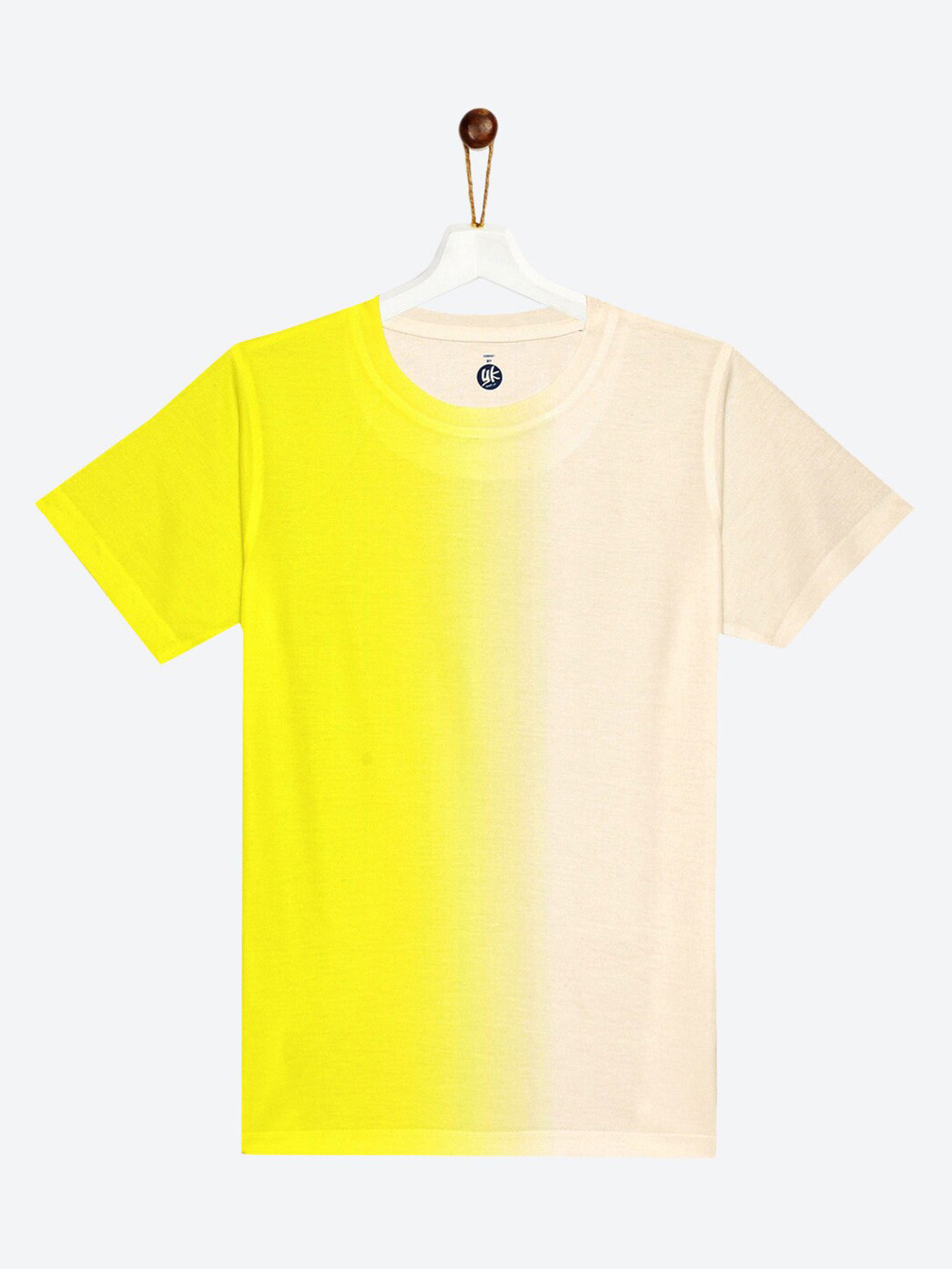 YK Boys White & Yellow Colourblocked T-shirt