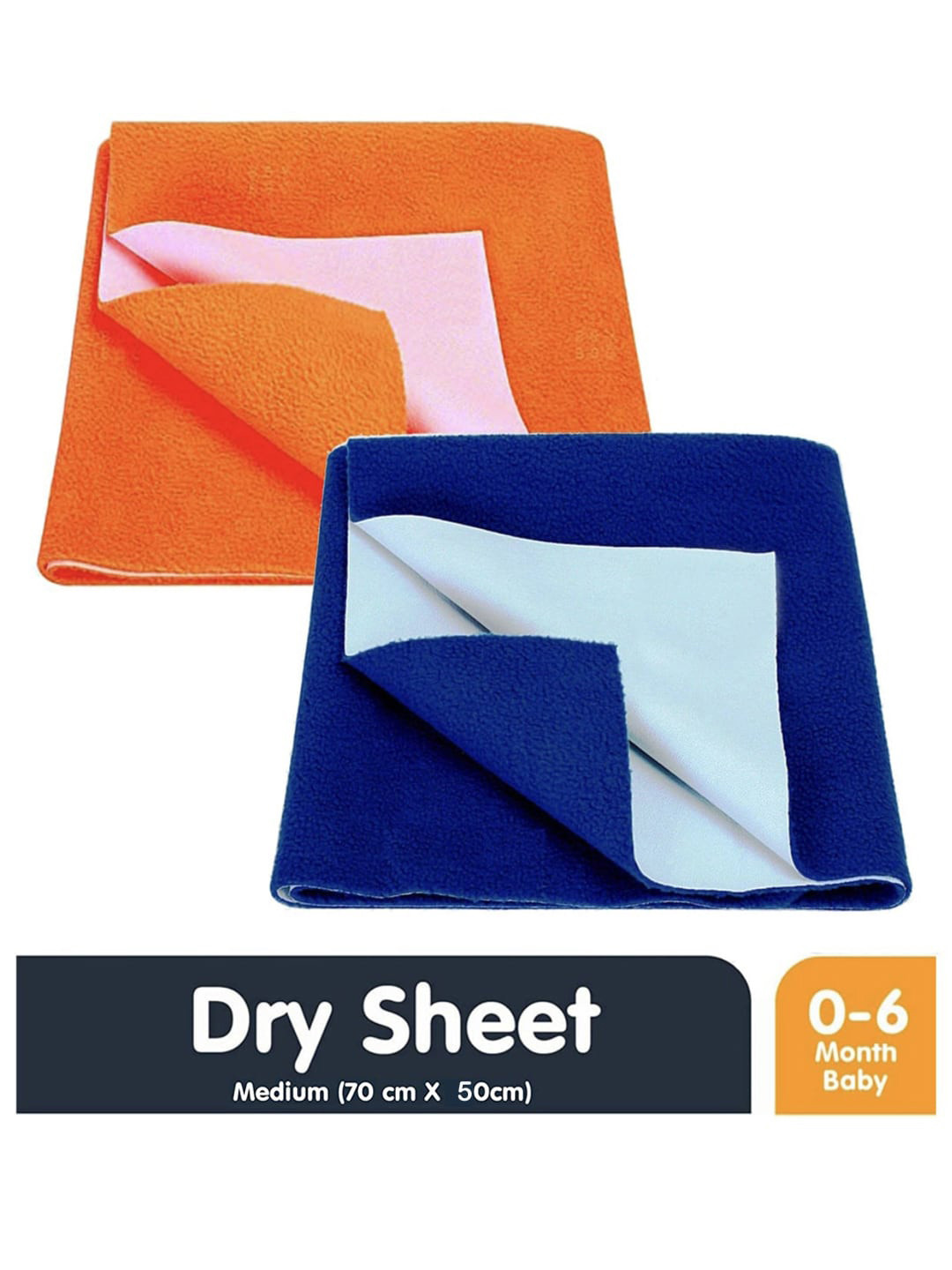 Moms Home Infants Set Of 2 Orange & Blue Solid Waterproof Protector Dry SheetProducts