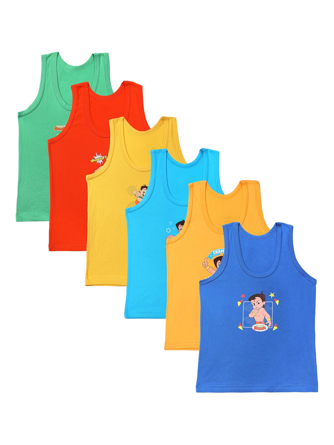 Bodycare Kids Boys Pack Of 6 Assorted Chhota Bheem Innerwear Tank Vests