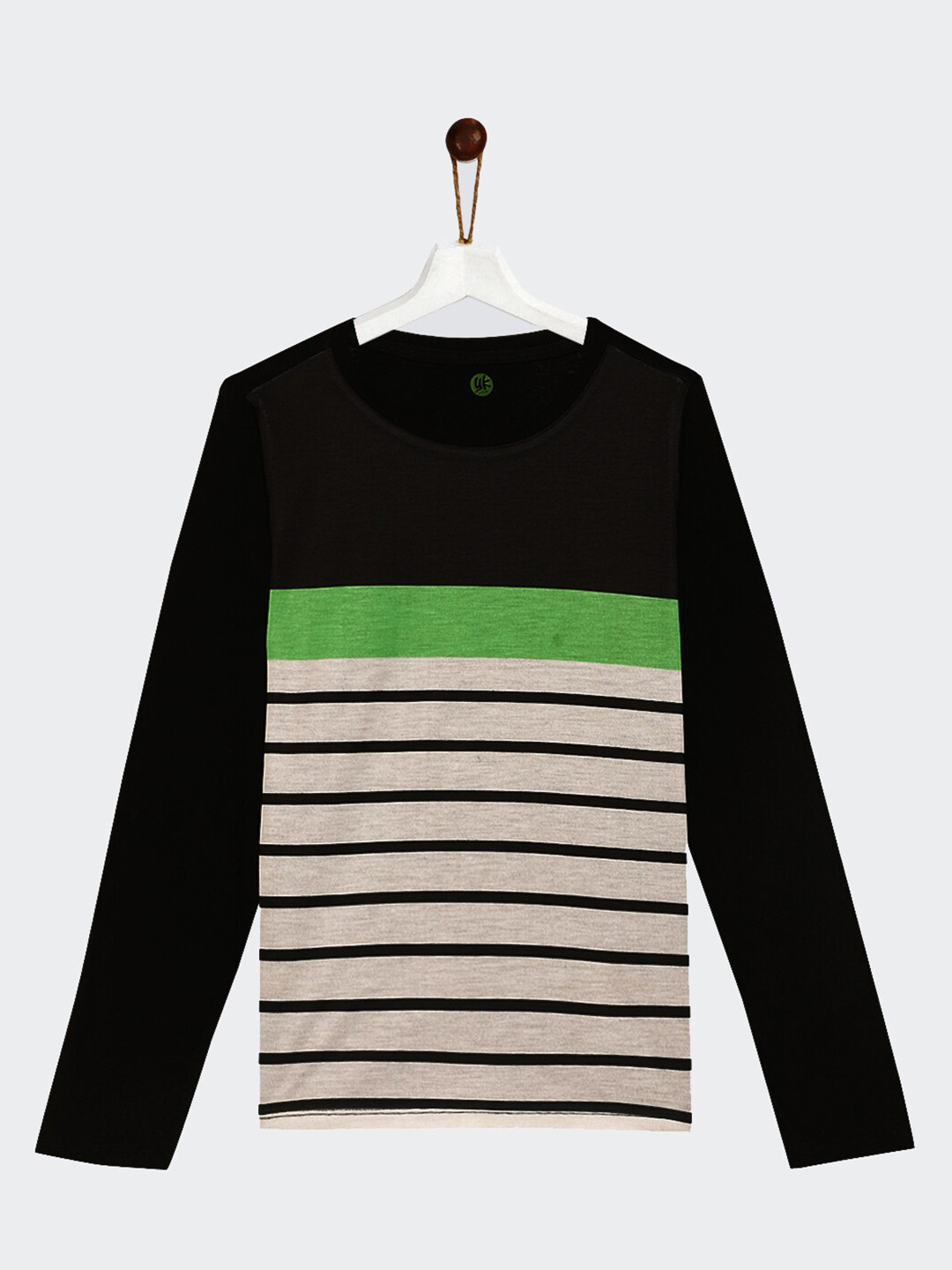 YK Boys Black & Off White Striped T-shirt