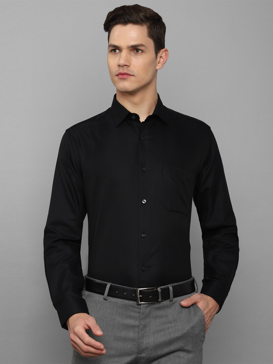 Louis Philippe Men Black Slim Fit Formal Shirt