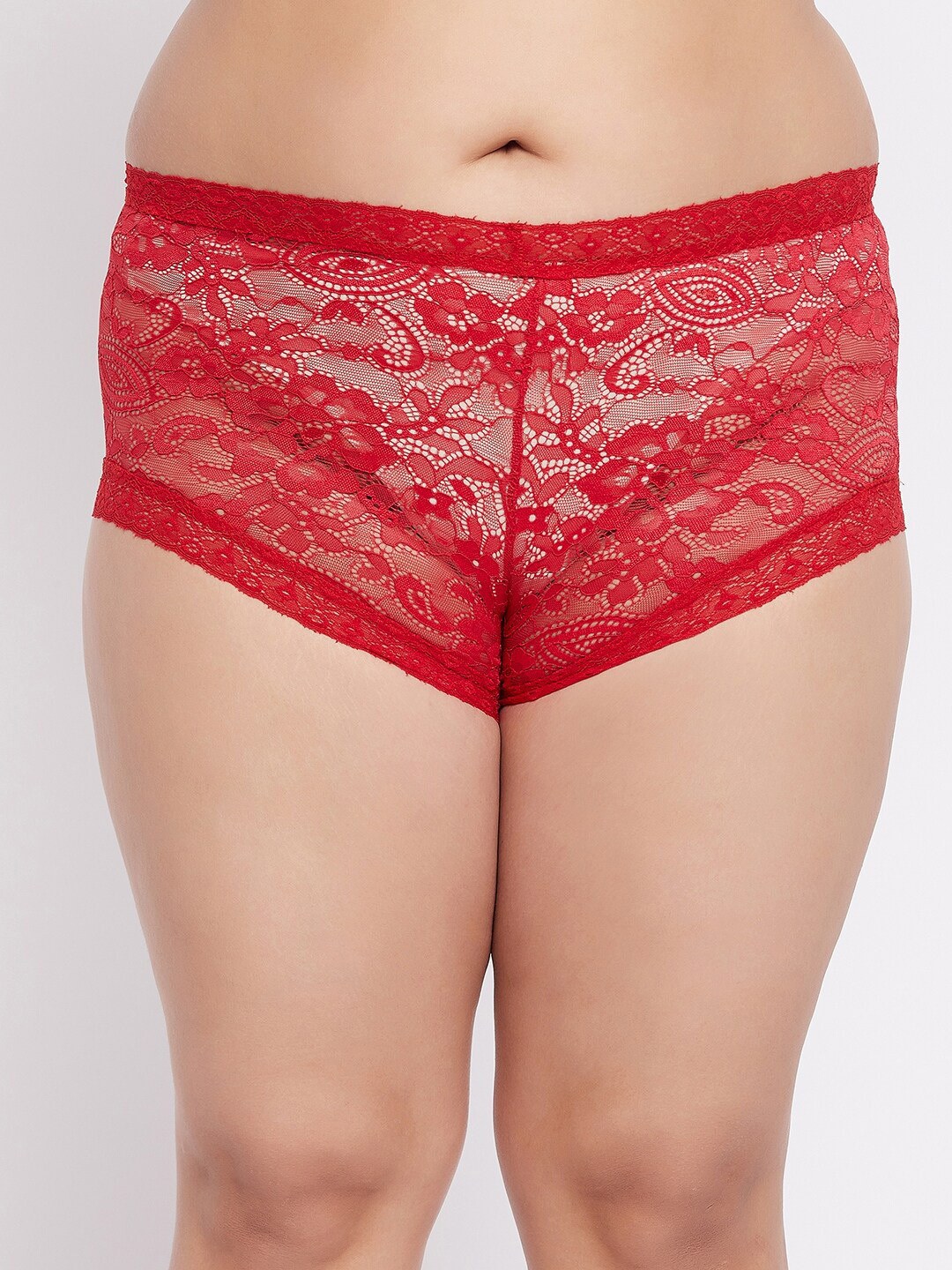 SECRETS BY ZEROKAATA Plus Size Lace Boy Short Briefs Panty For Women