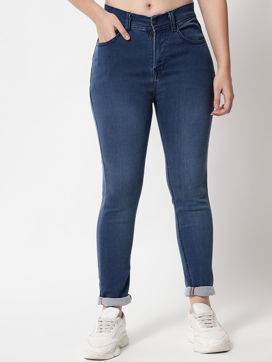 Orchid Blues Women Blue Cotton High-Rise Light Fade Stretchable Jeans