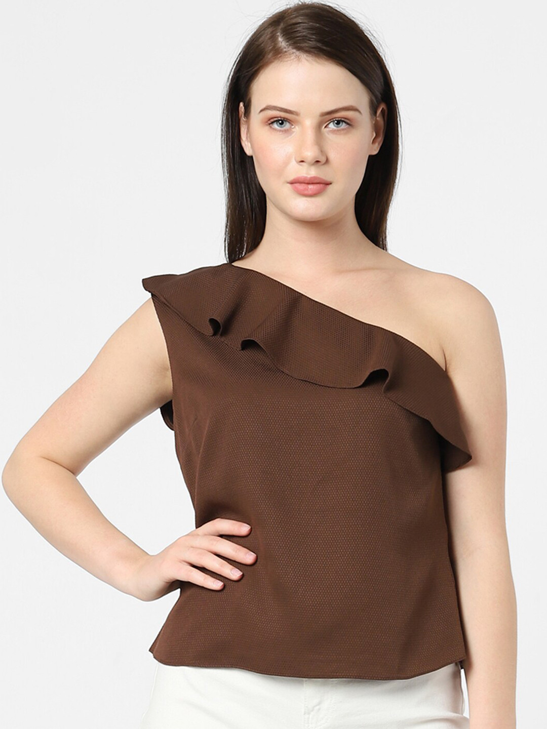 Vero Moda Brown One Shoulder Top