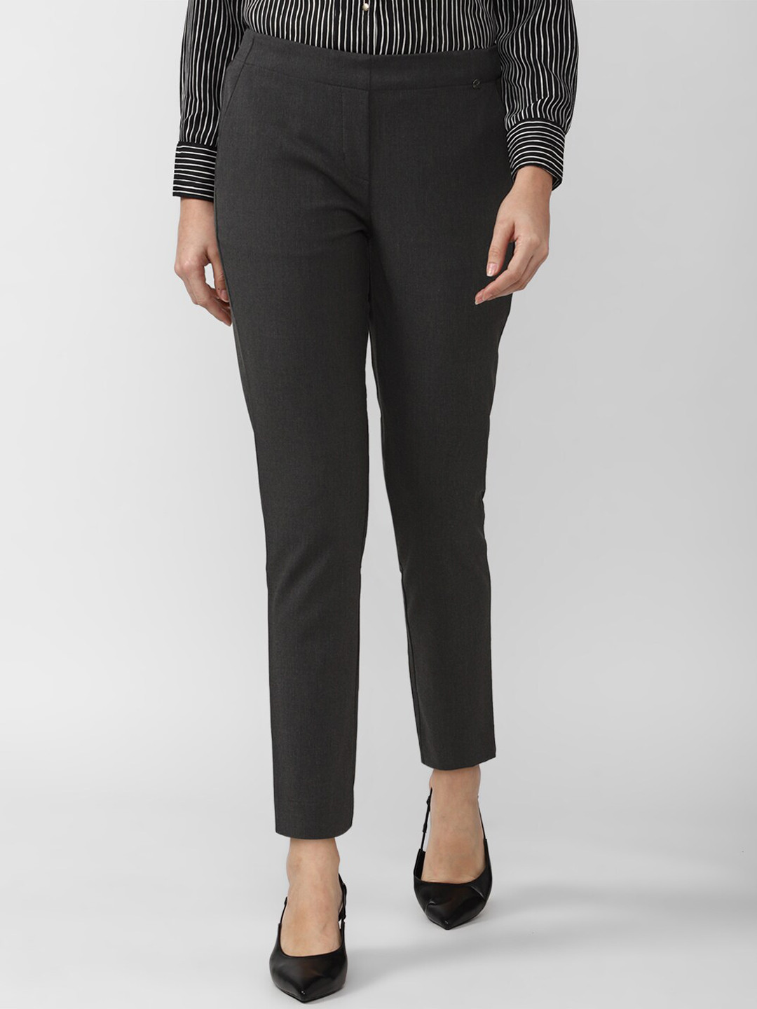 Van Heusen Woman Women Charcoal Mid-Rise Formal Trouser