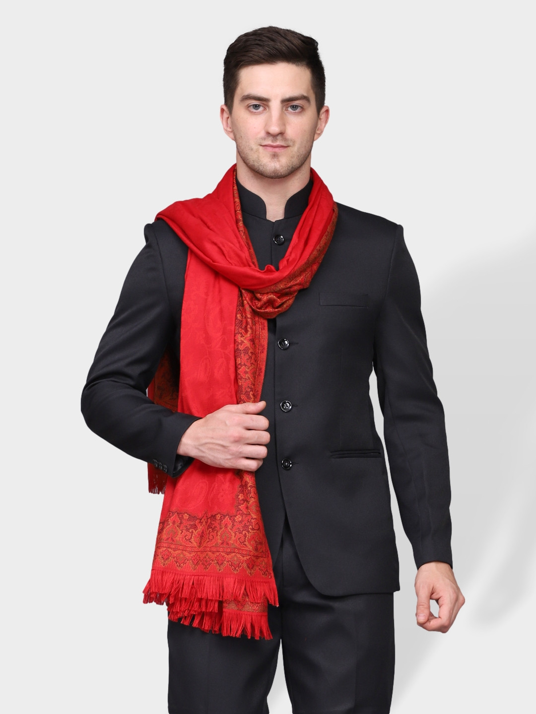 WEAVERS VILLA Men Plain Woven Self Design Winter Shawl