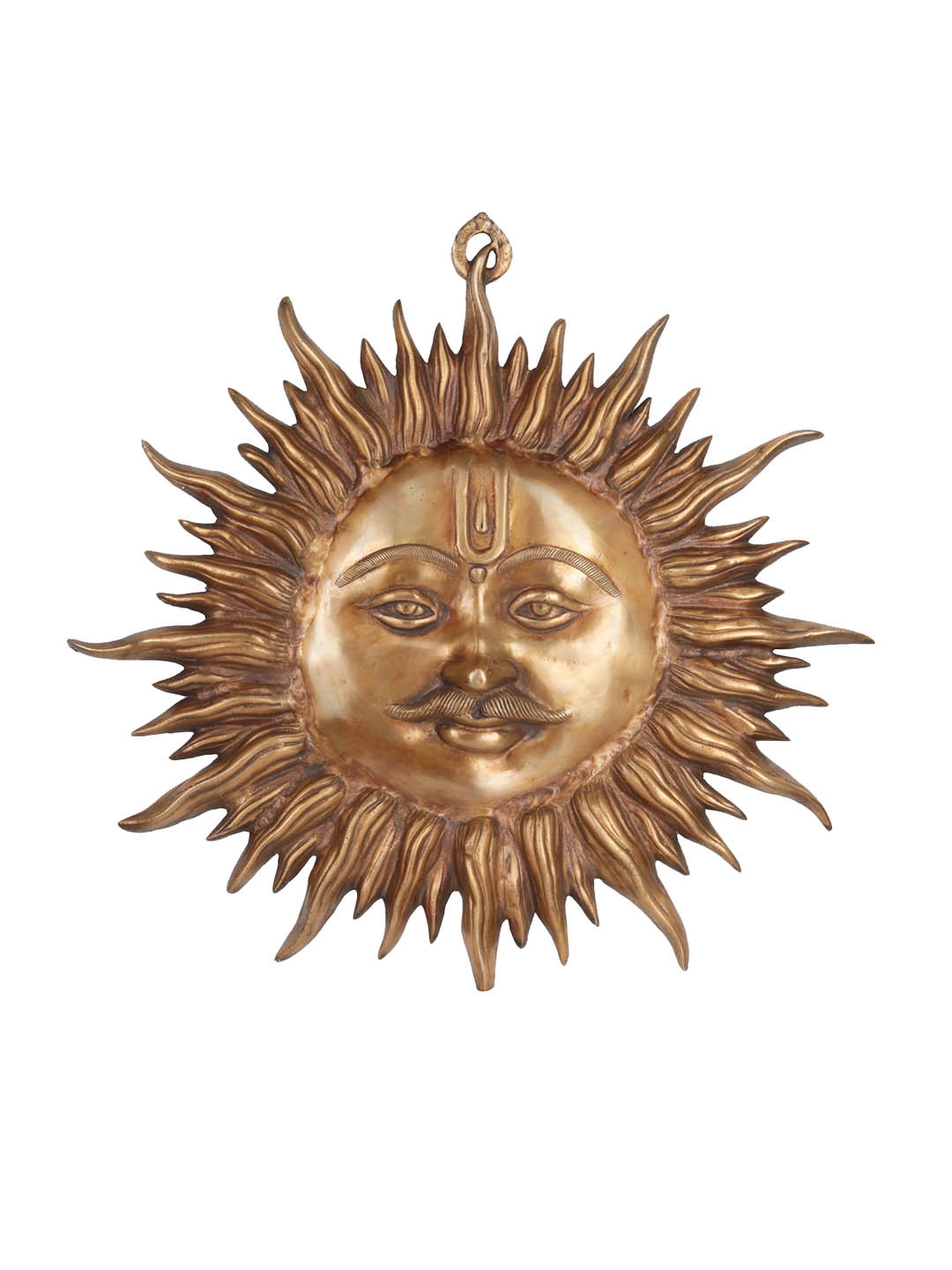 Exotic India Auspicious Motif of Sun Brass Ethnic Motifs Antique Spiritual Wall Decor-22In