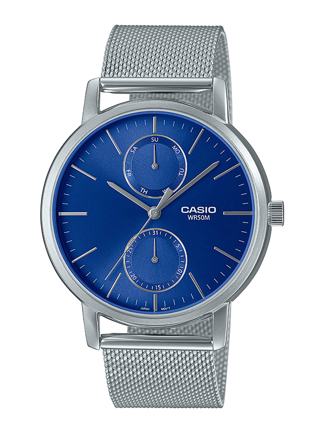 CASIO Men Blue Dial & Silver Toned Bracelet Style Straps Analogue Watch-A2065