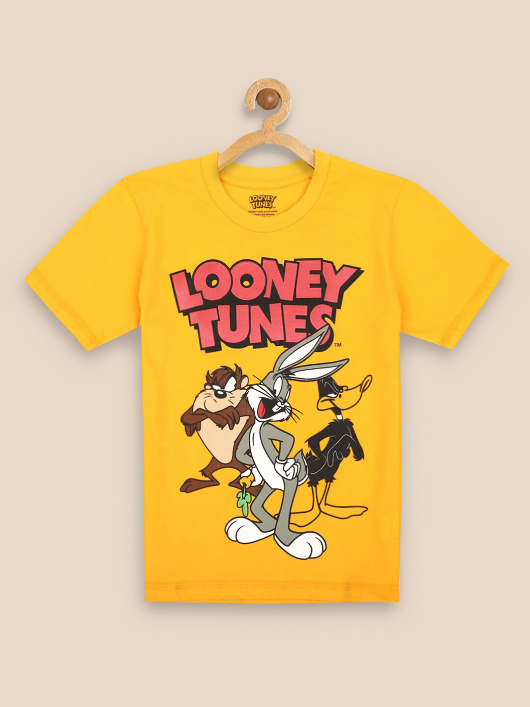 Kids Ville Boys Orange Looney Tunes Printed Round Neck T-shirt