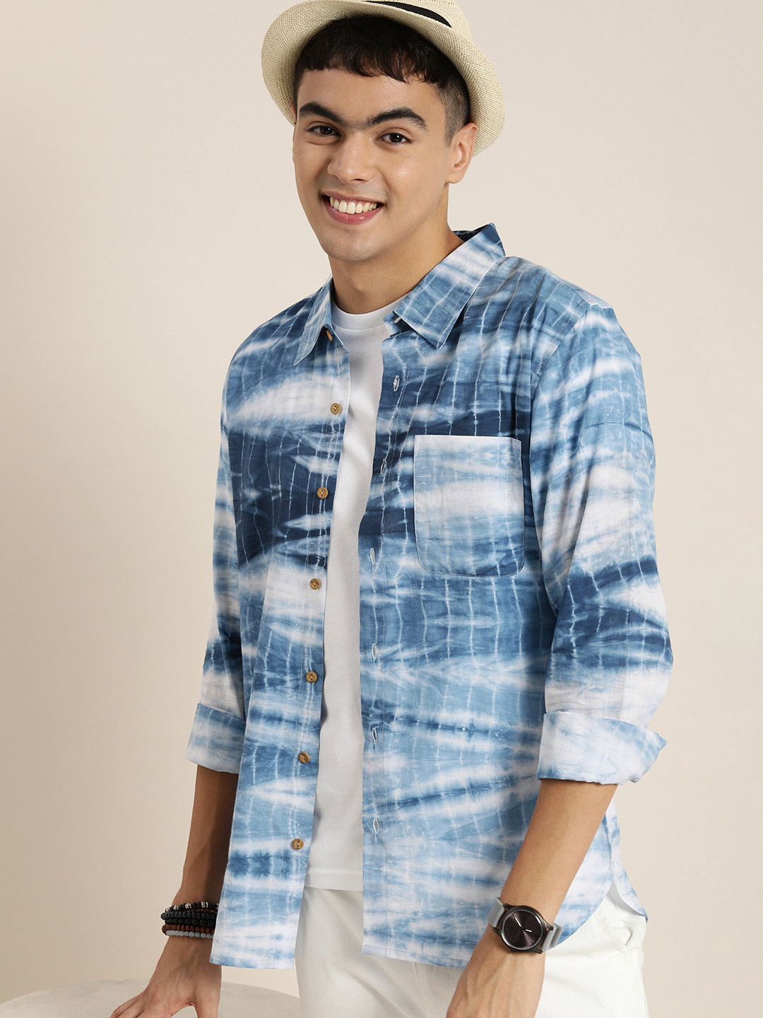 Taavi Shibori Cotton Casual Shirt