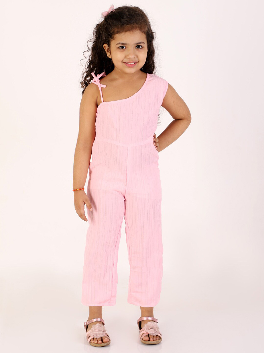 JBN Creation Girls Pink Basic One-Shoulder Jumpsuit