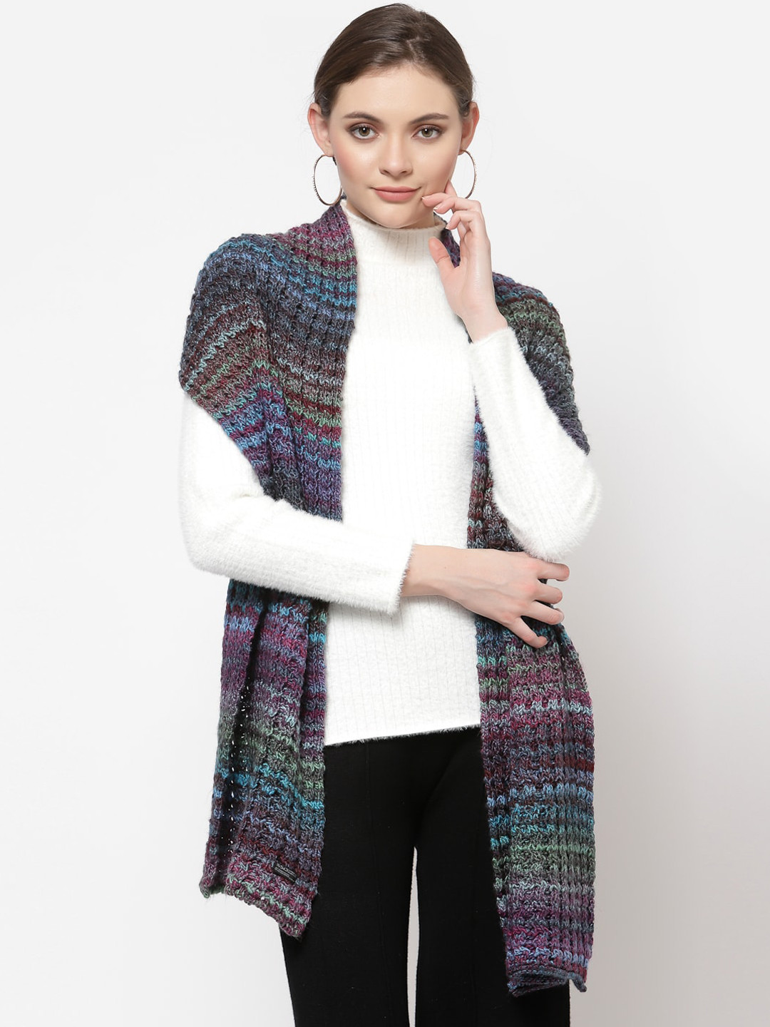 513 Women Purple Solid Kitted Mufflers