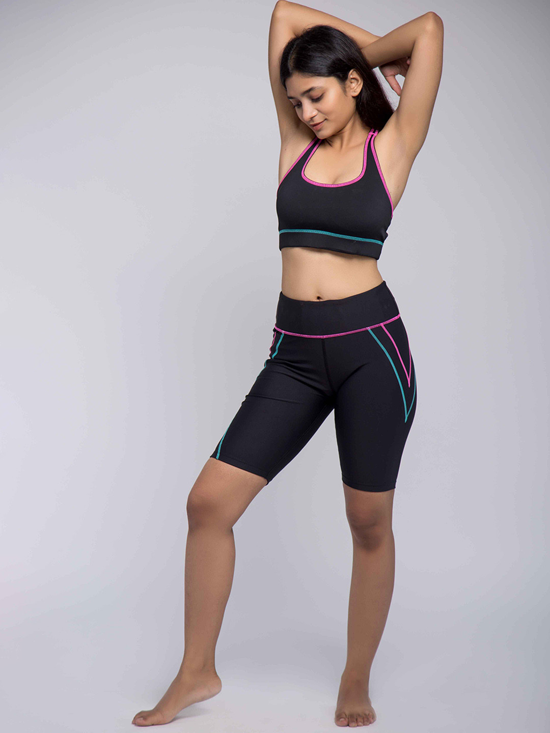 aastey Women Black Skinny Fit High-Rise Cycling Sports Shorts