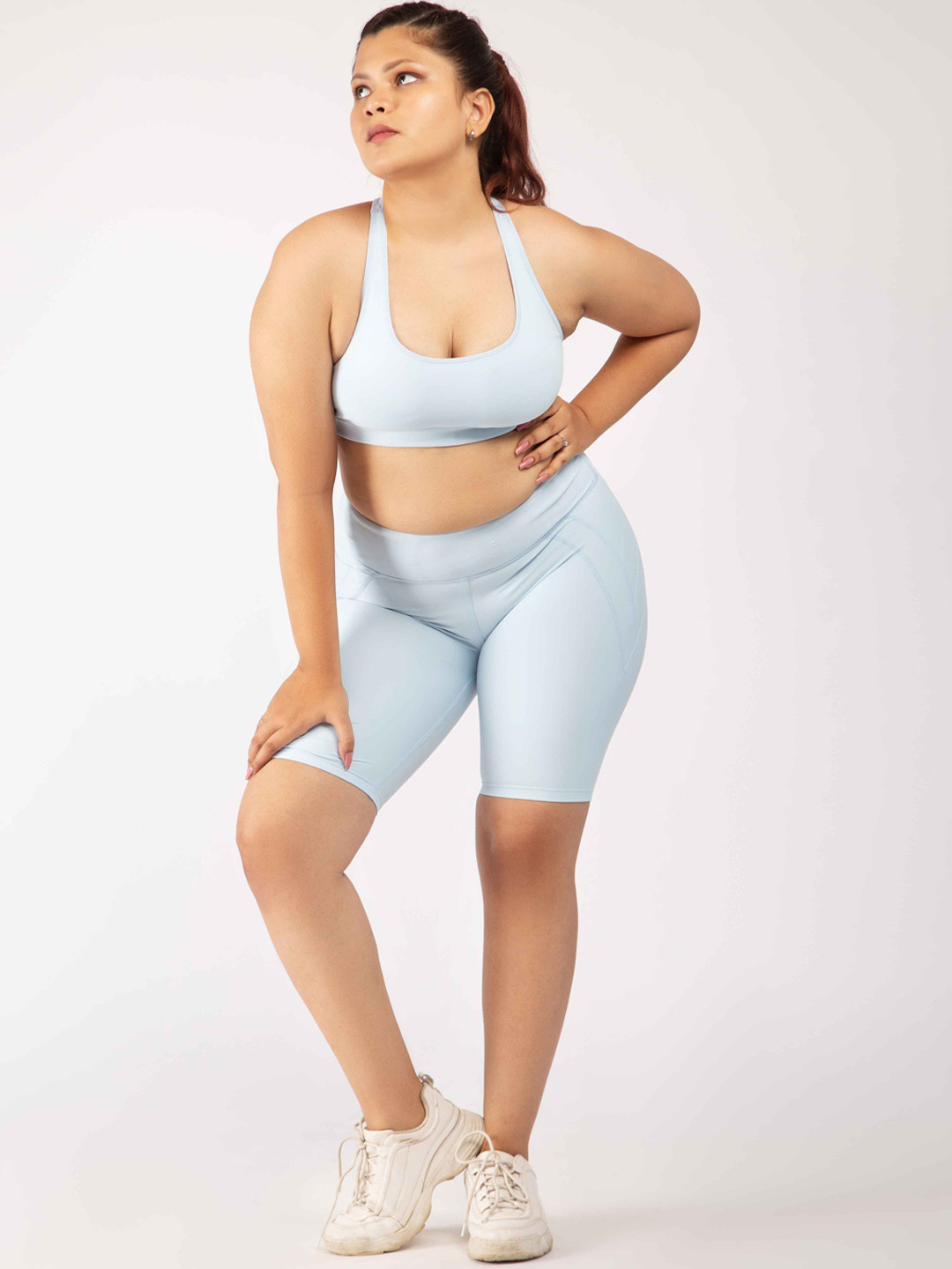 aastey Women Blue Skinny Fit Training or Gym Shorts