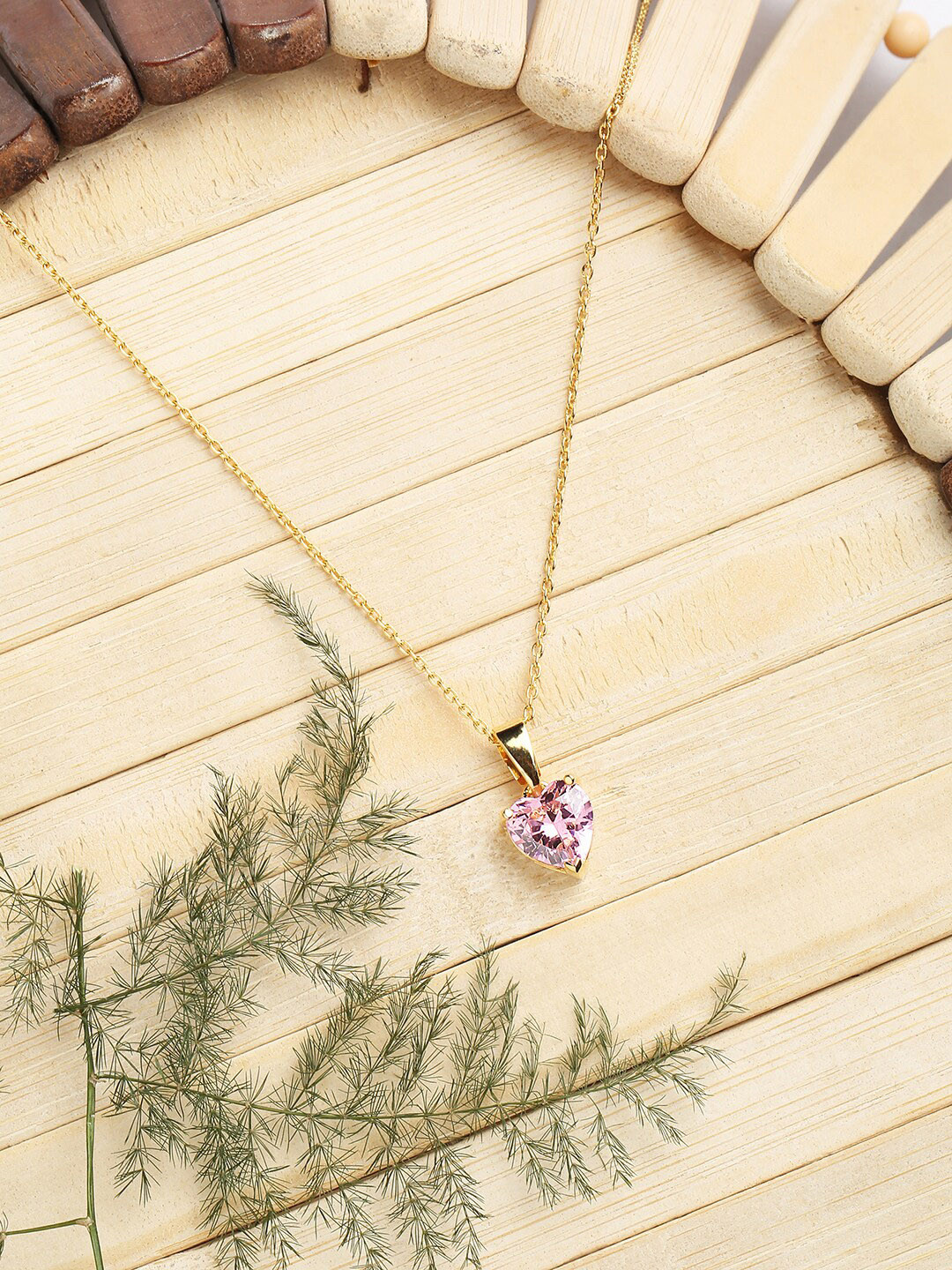 HOT AND BOLD Gold-Toned & Pink Brass Gold-Plated Necklace