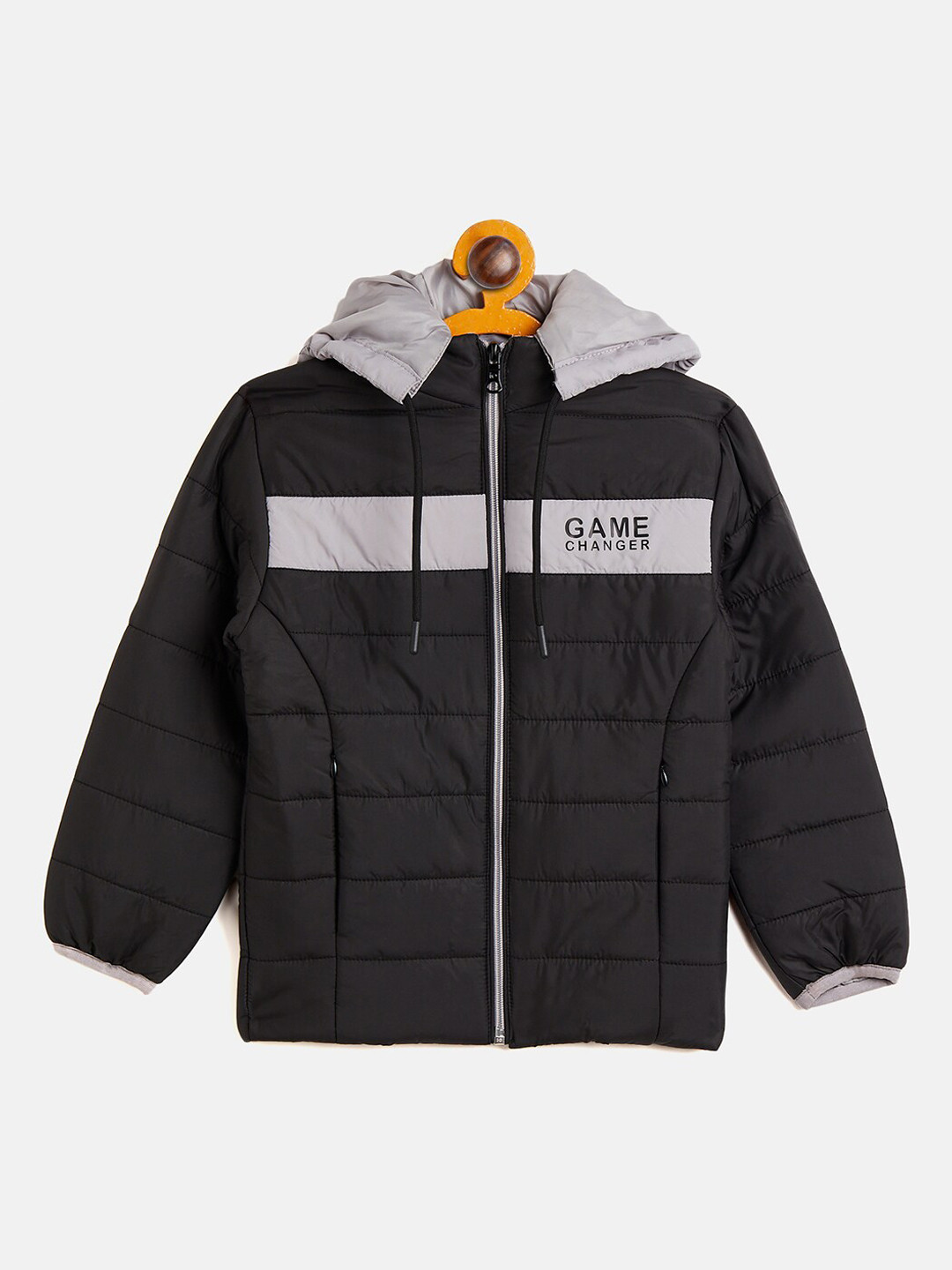 Camey Boys Black Typography Lightweight Padded Jacket