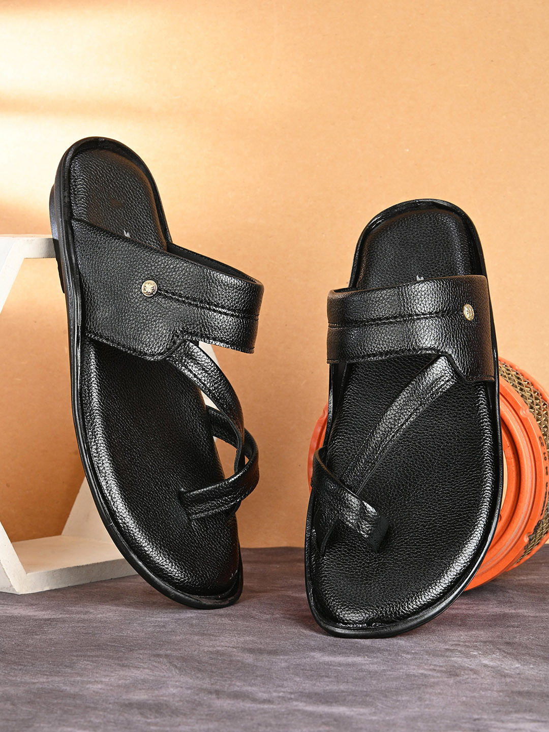 Azzaro Black Men Black & White Thong Flip-Flops